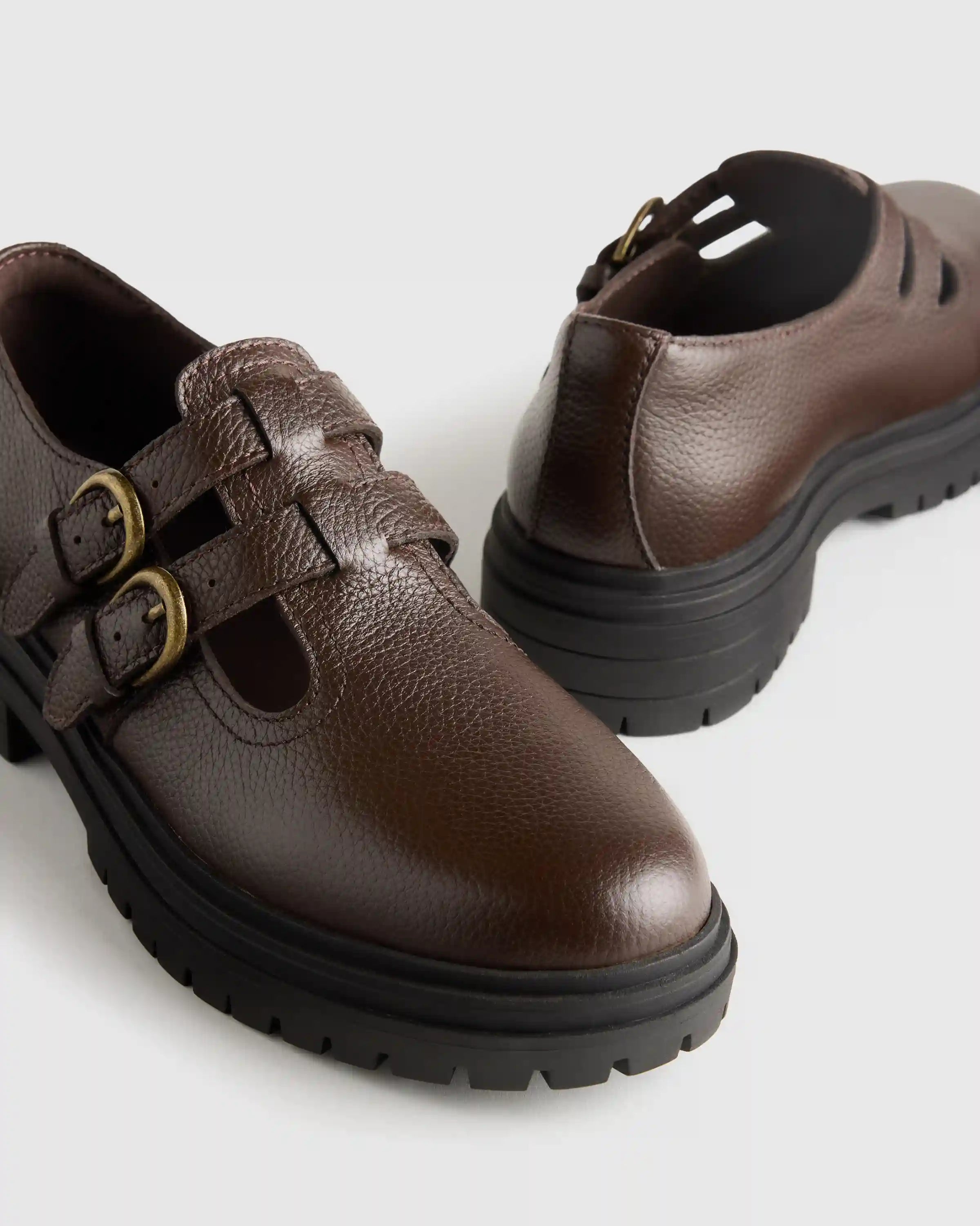 Italian Leather Lug Sole Mary Jane