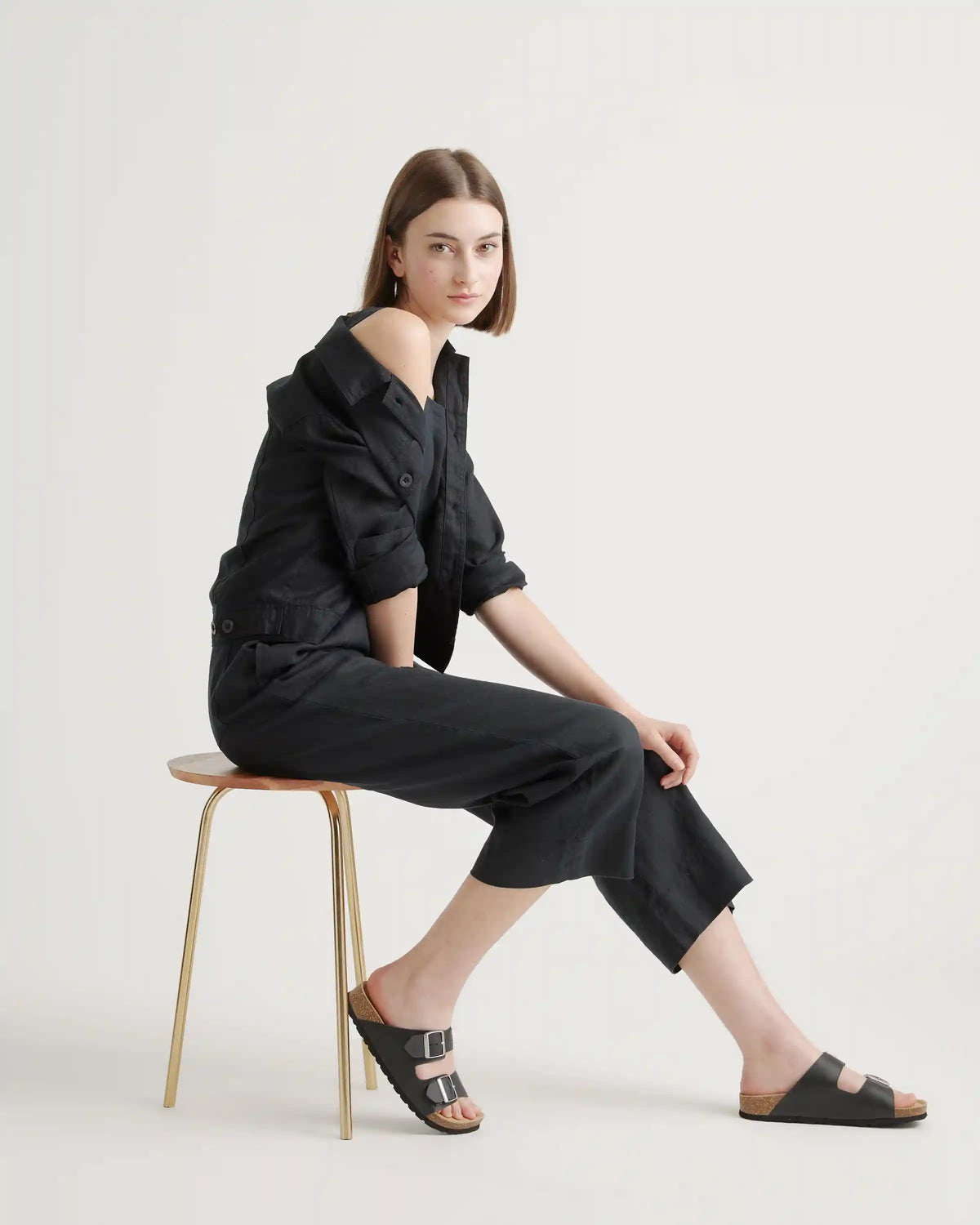 Nappa Leather Double Buckle Slide