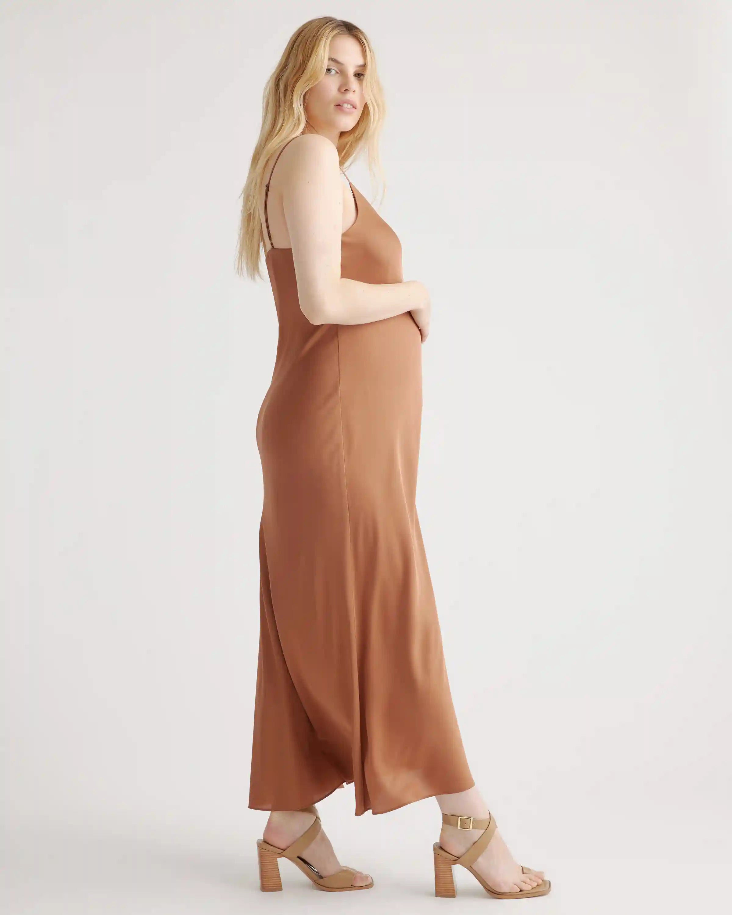 Washable Stretch Silk Maternity Slip Dress