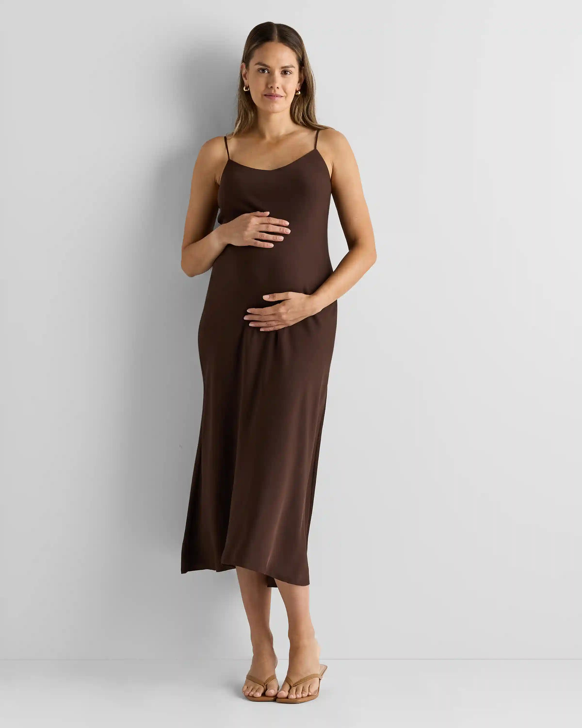Washable Stretch Silk Maternity Slip Dress