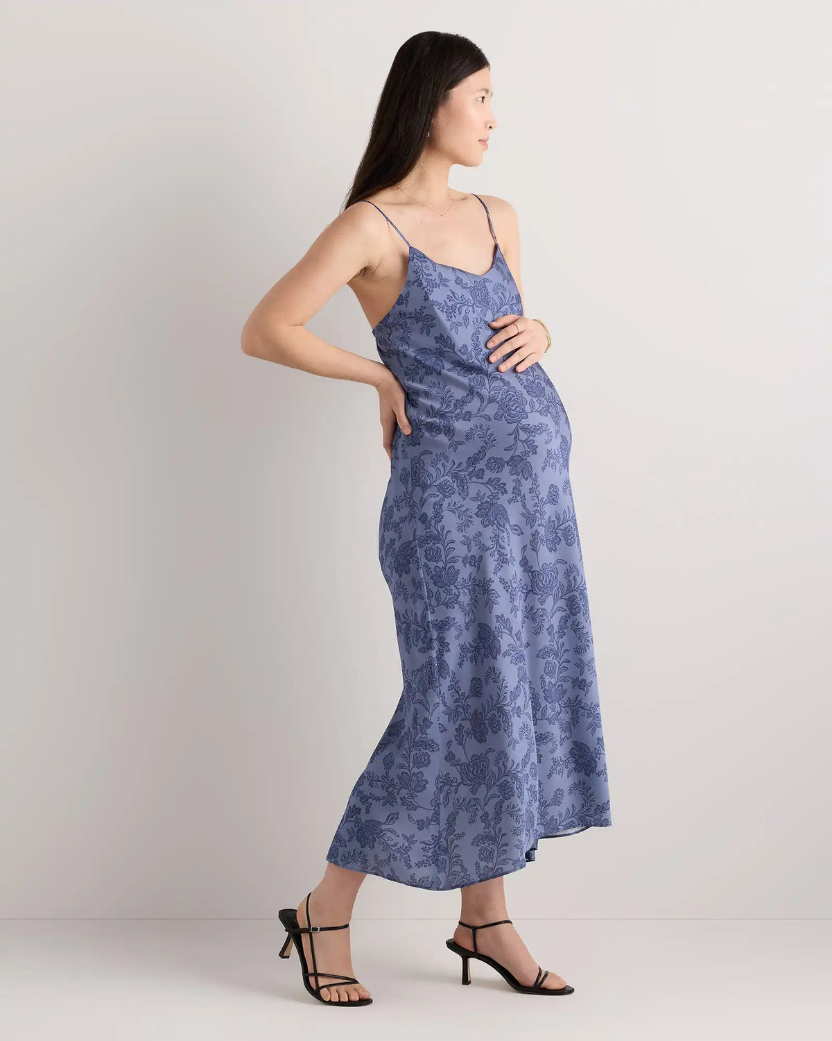 Washable Stretch Silk Maternity Slip Dress
