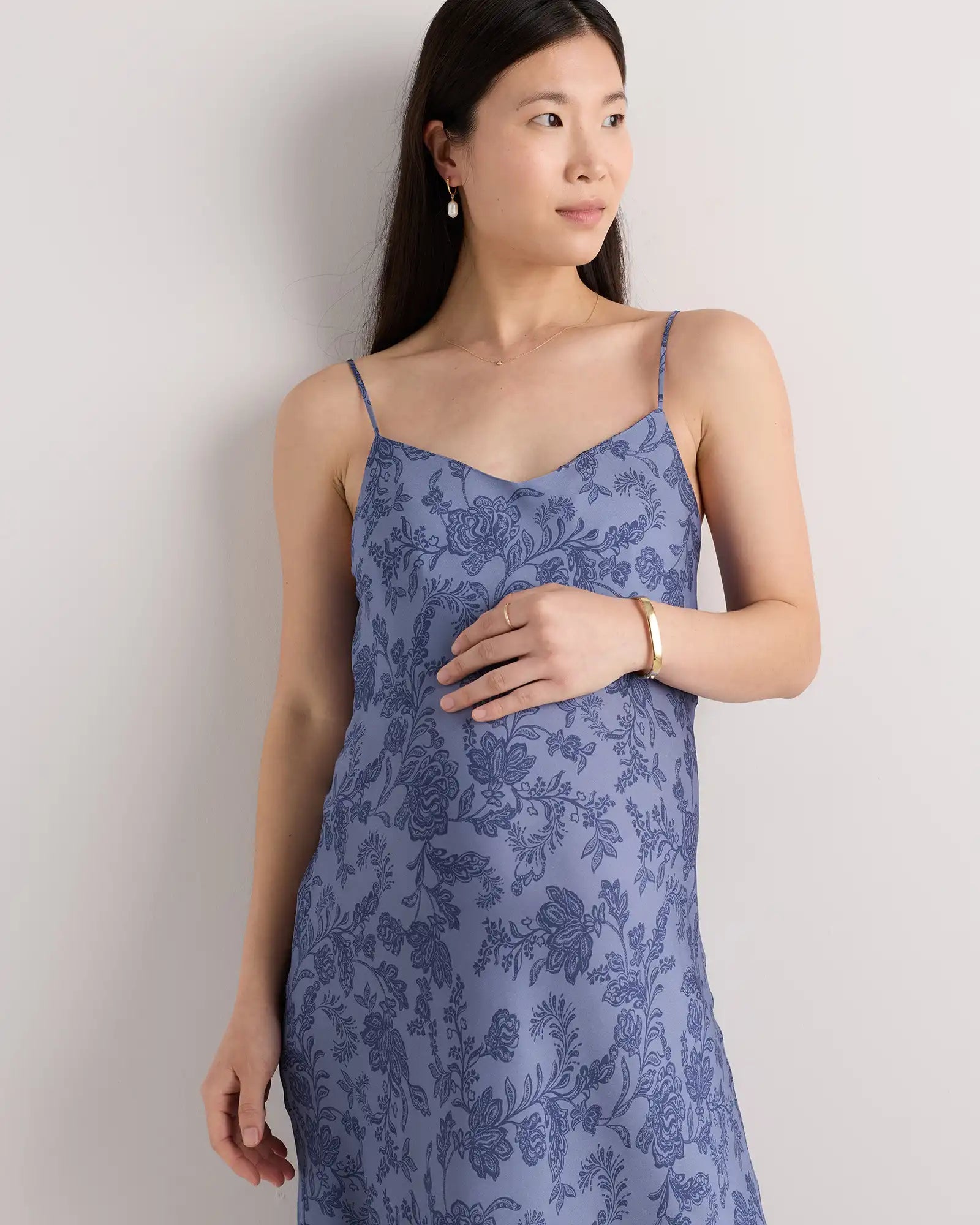 Washable Stretch Silk Maternity Slip Dress