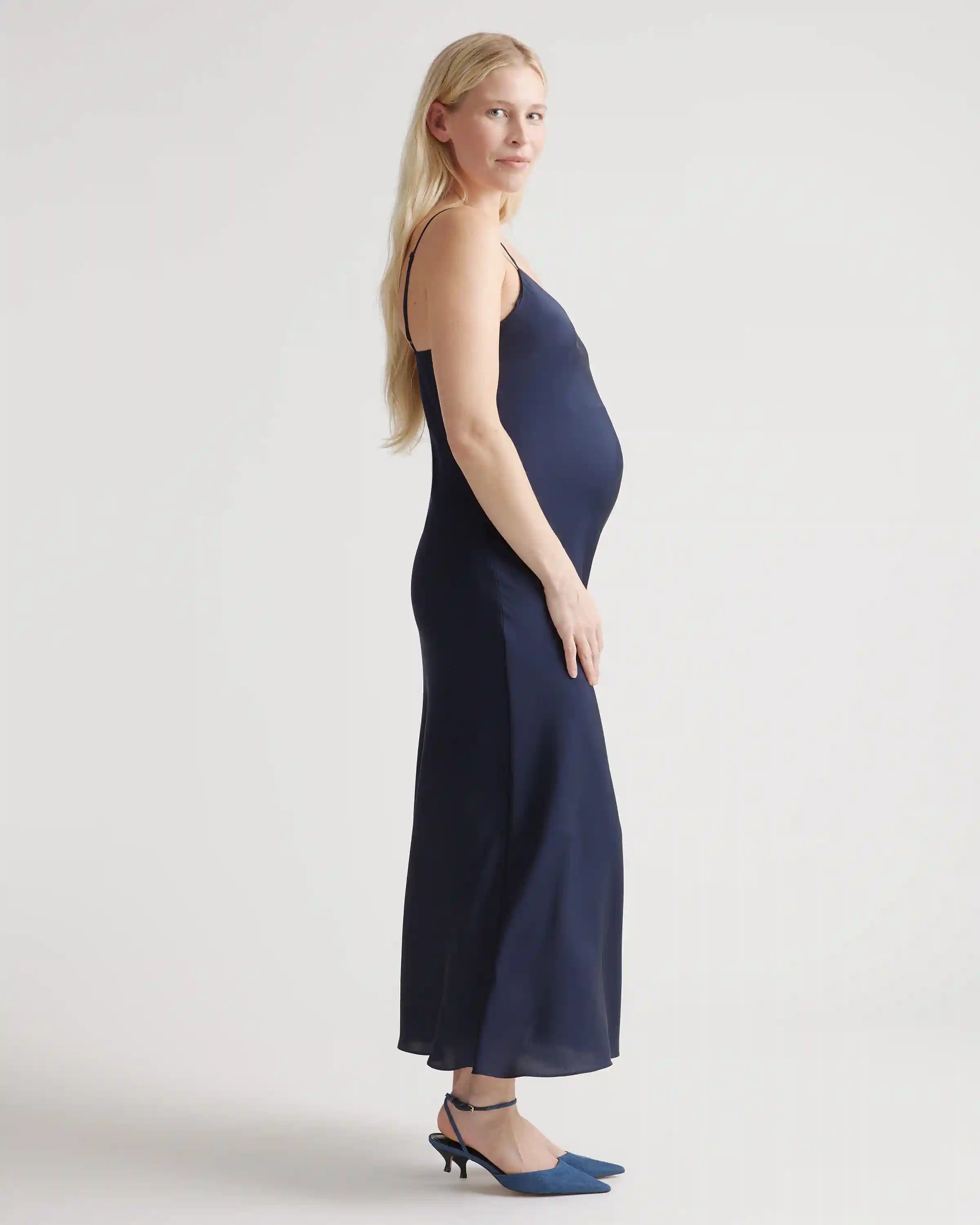 Washable Stretch Silk Maternity Slip Dress