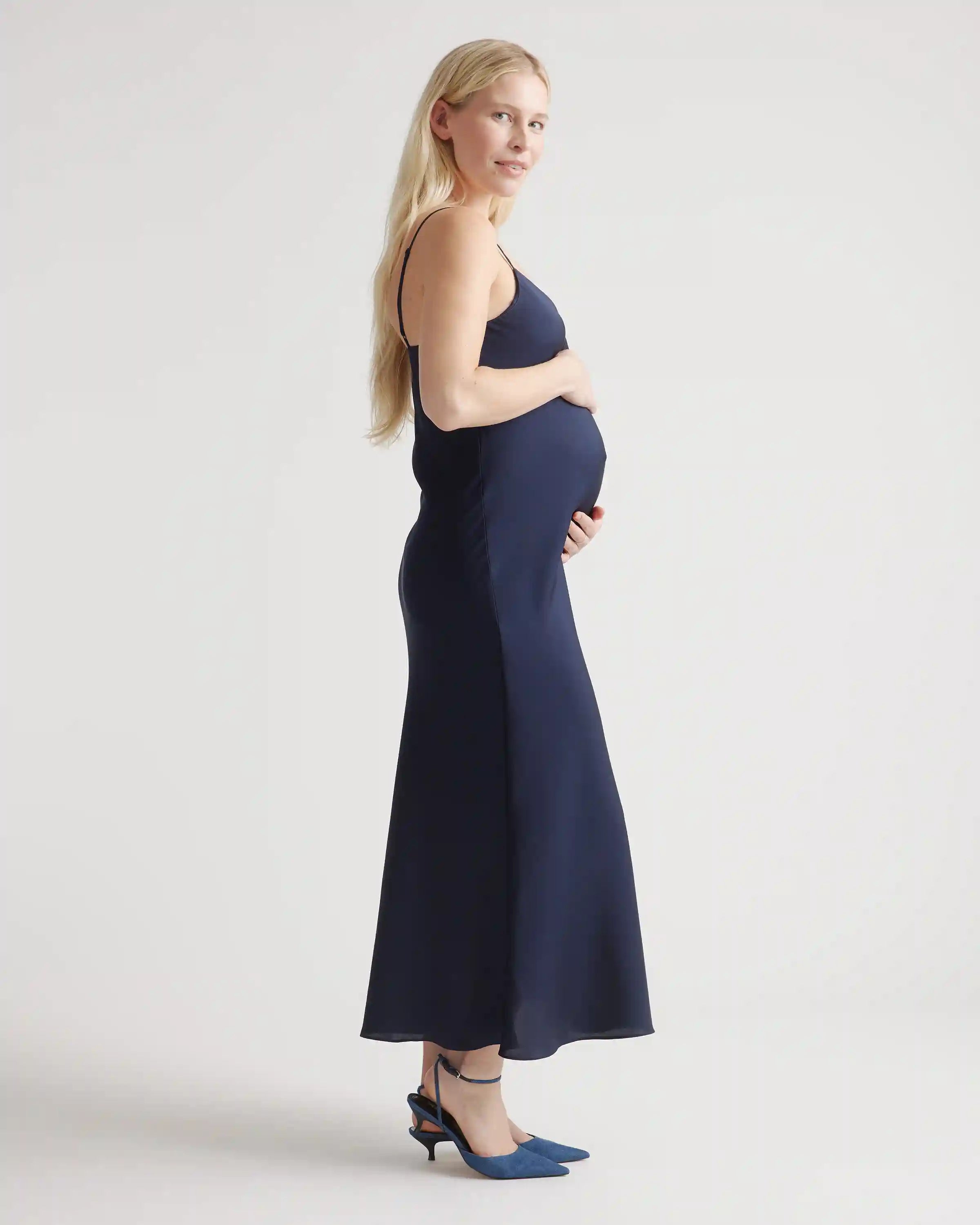 Washable Stretch Silk Maternity Slip Dress