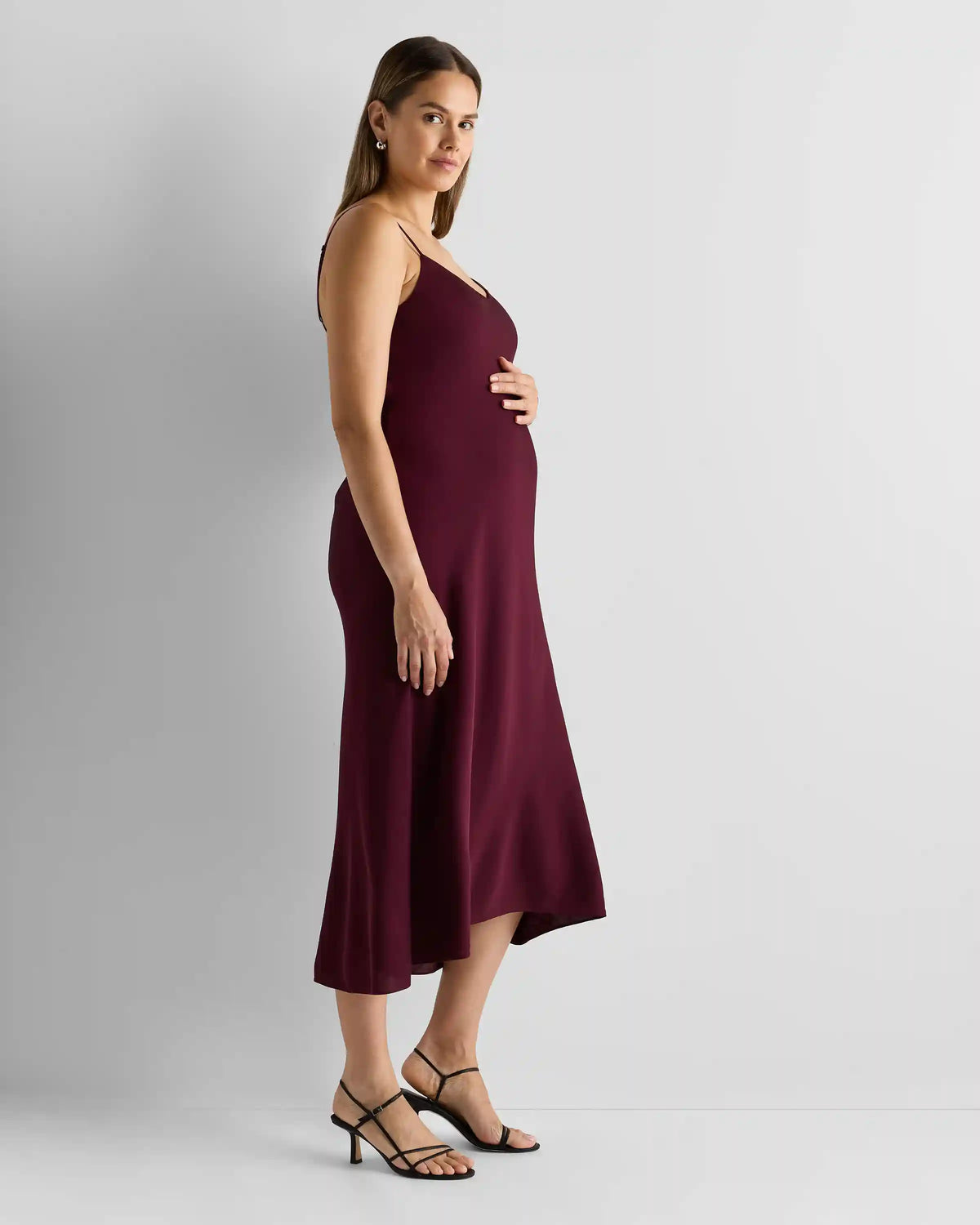 Washable Stretch Silk Maternity Slip Dress