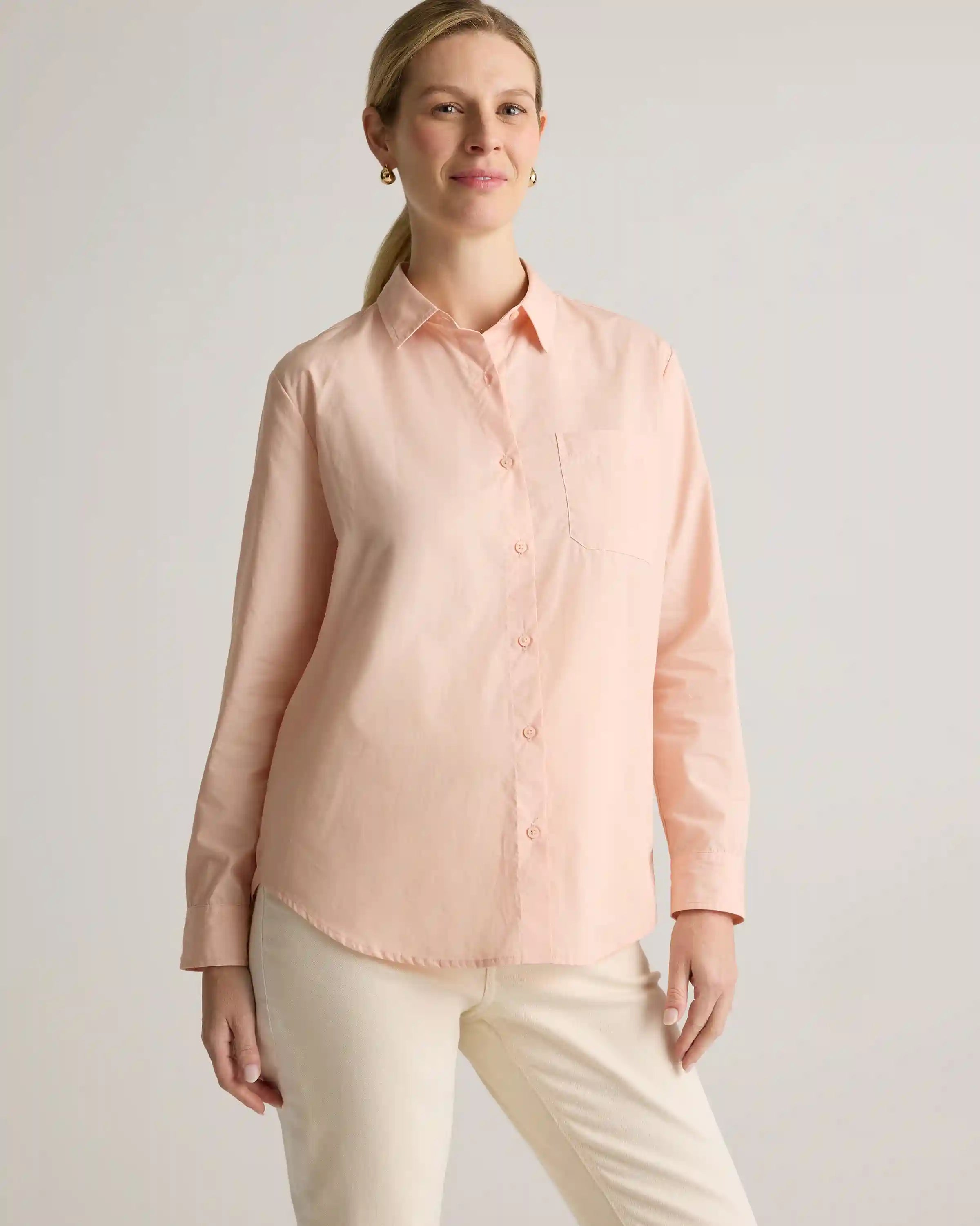 100% Organic Cotton Poplin Maternity Long Sleeve Shirt