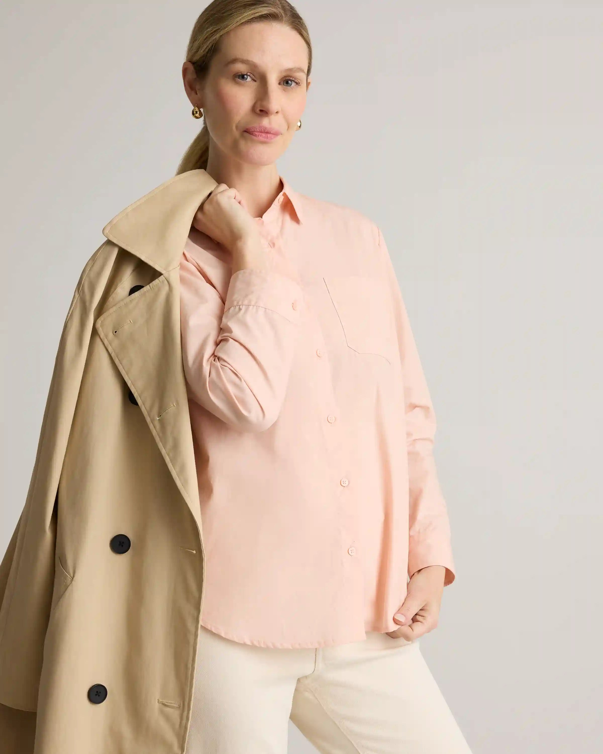 100% Organic Cotton Poplin Maternity Long Sleeve Shirt