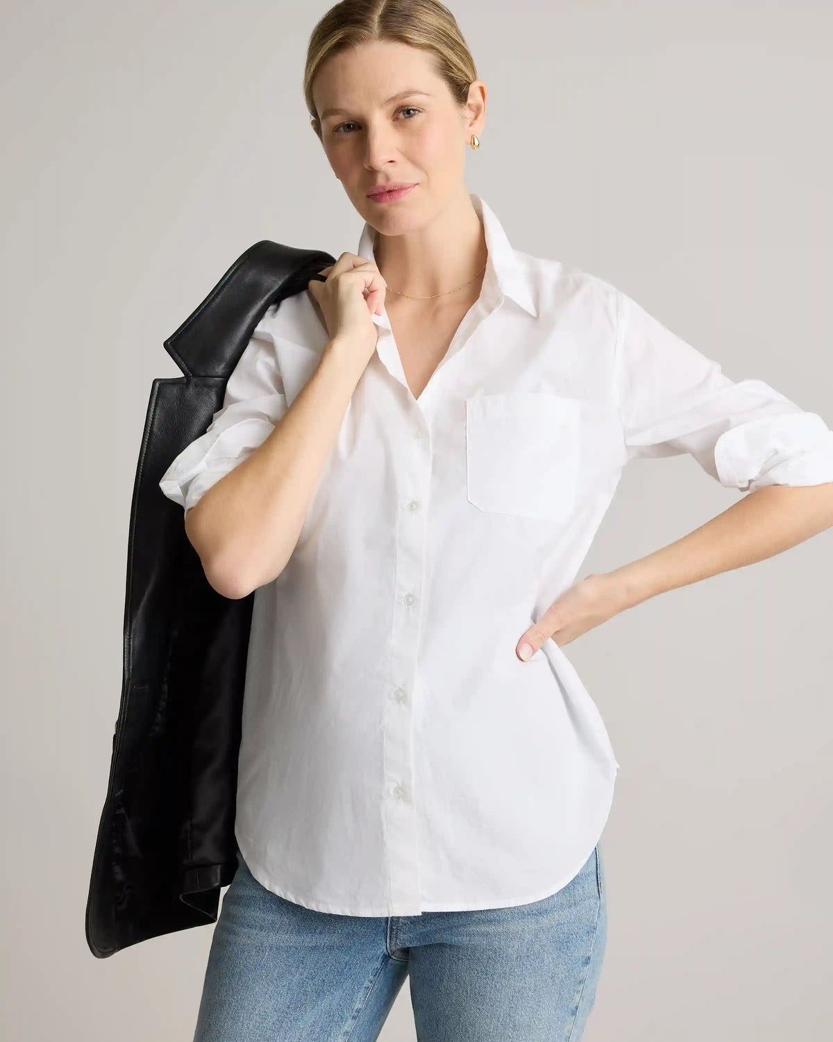 100% Organic Cotton Poplin Maternity Long Sleeve Shirt