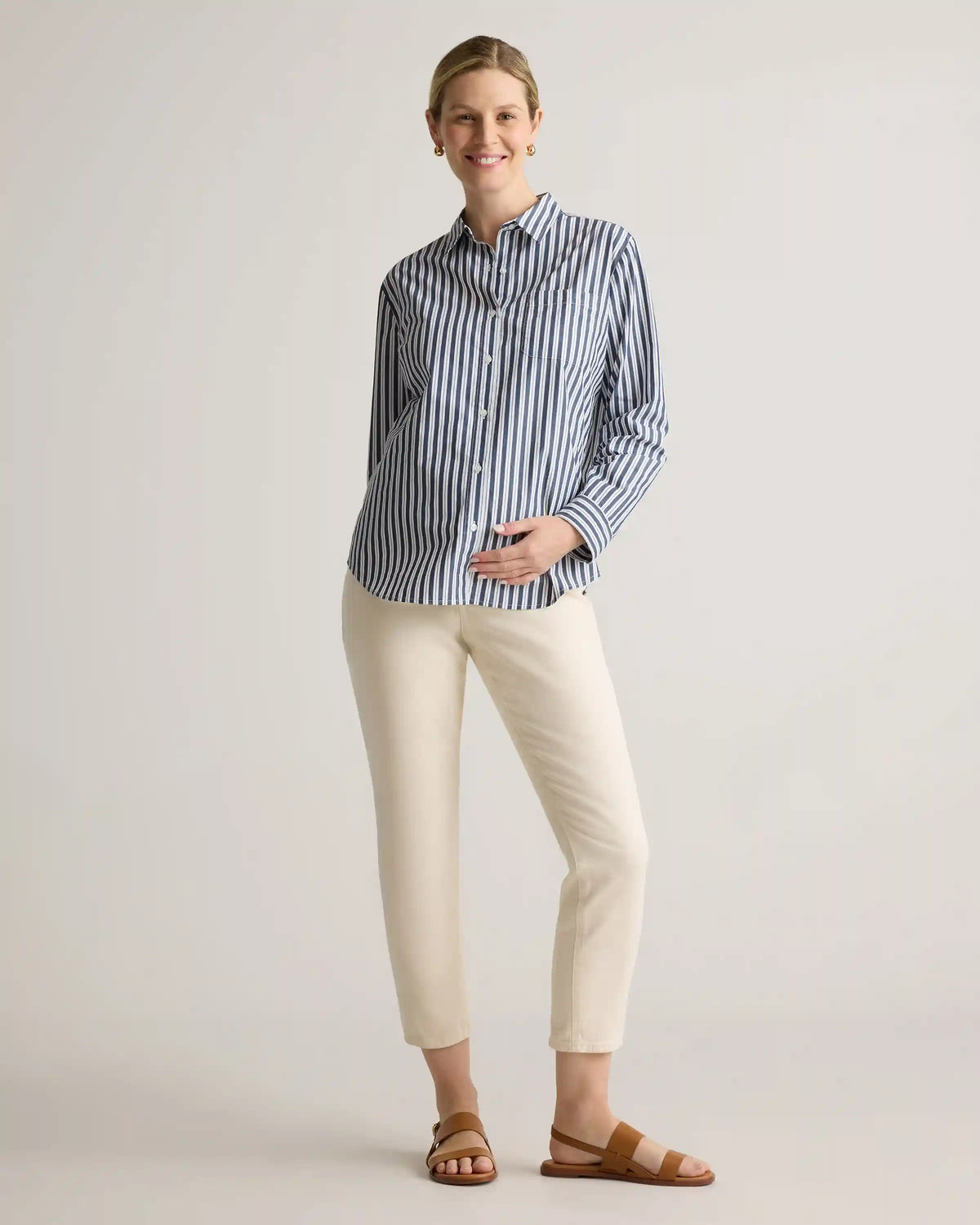 100% Organic Cotton Poplin Maternity Long Sleeve Shirt