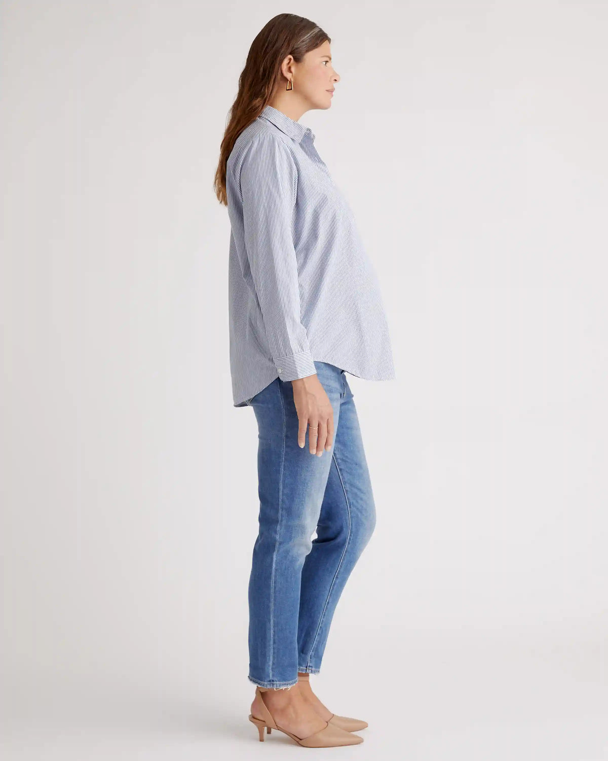 100% Organic Cotton Poplin Maternity Long Sleeve Shirt