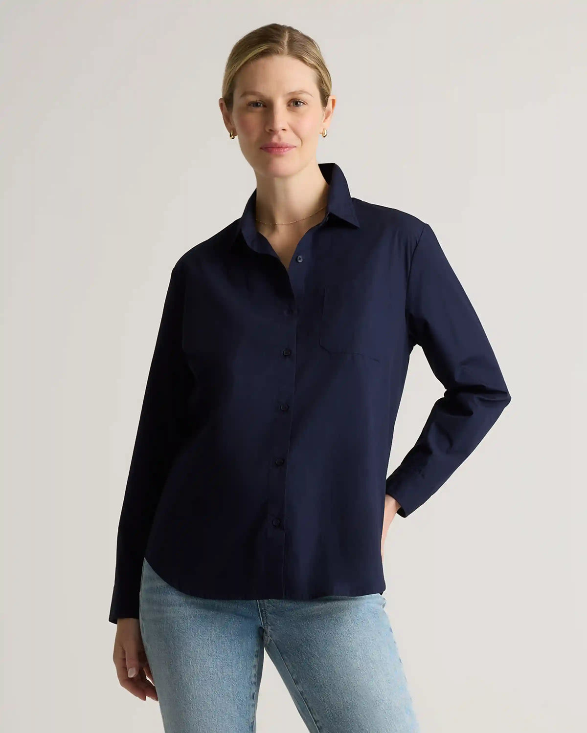 100% Organic Cotton Poplin Maternity Long Sleeve Shirt