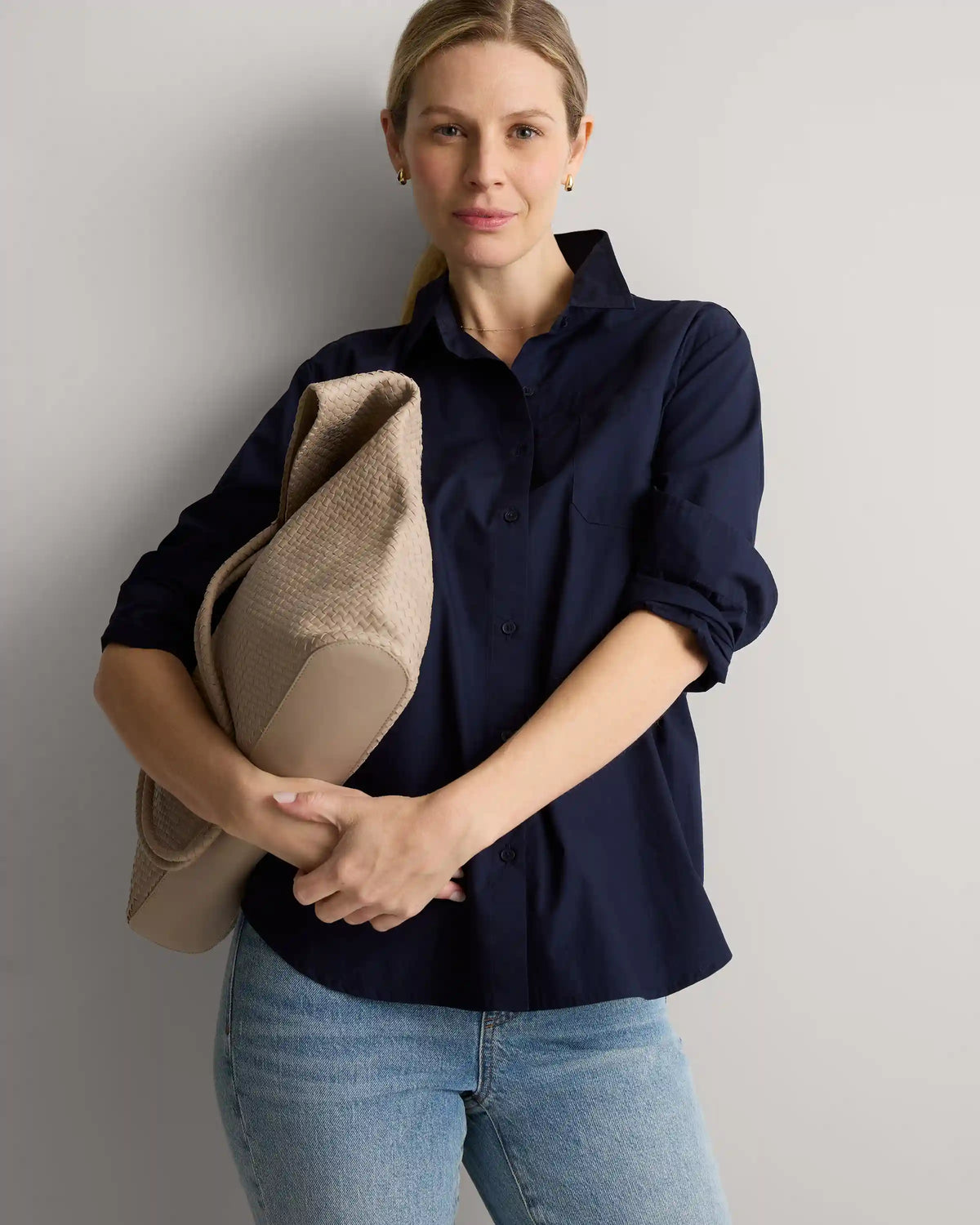 100% Organic Cotton Poplin Maternity Long Sleeve Shirt