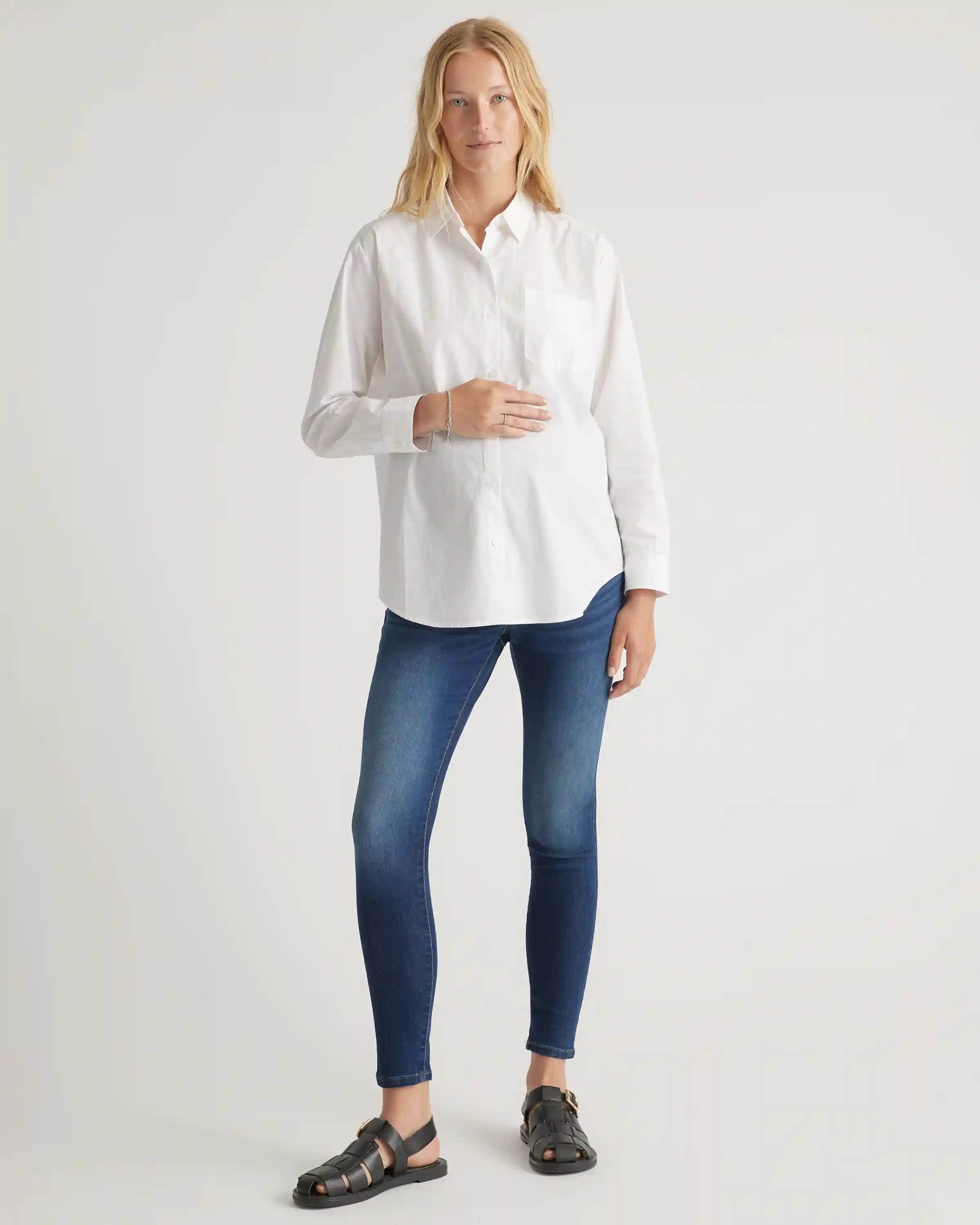 100% Organic Cotton Poplin Maternity Long Sleeve Shirt