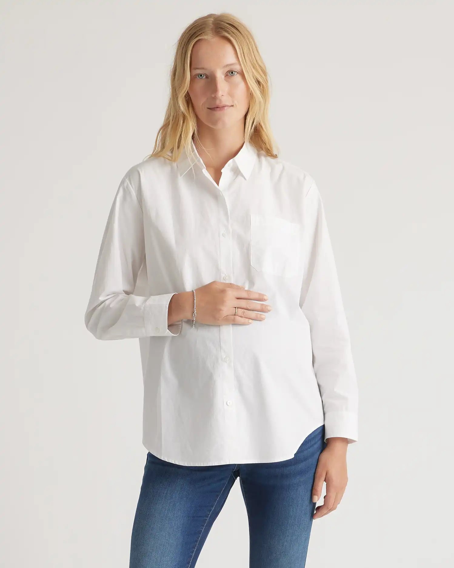 100% Organic Cotton Poplin Maternity Long Sleeve Shirt