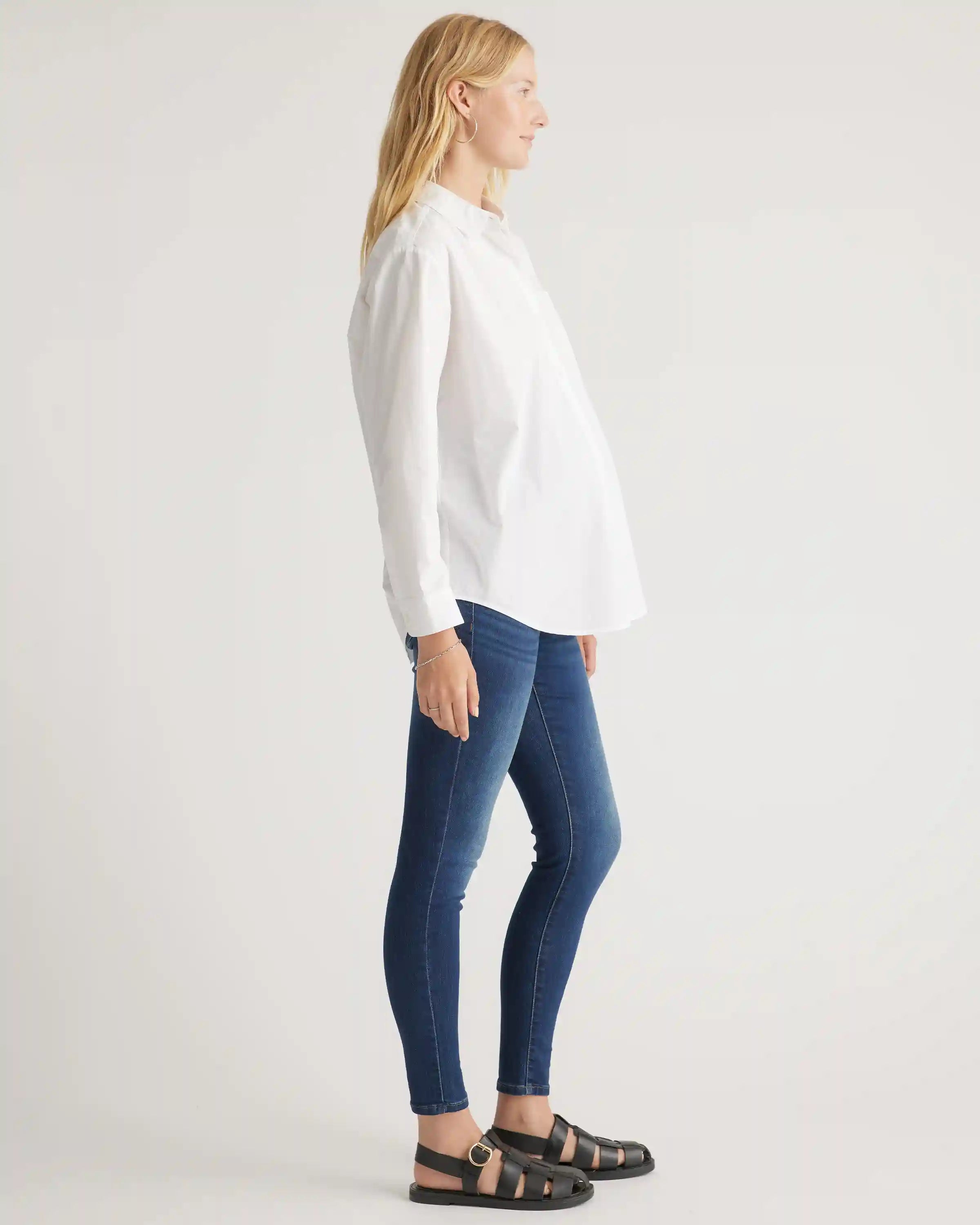 100% Organic Cotton Poplin Maternity Long Sleeve Shirt