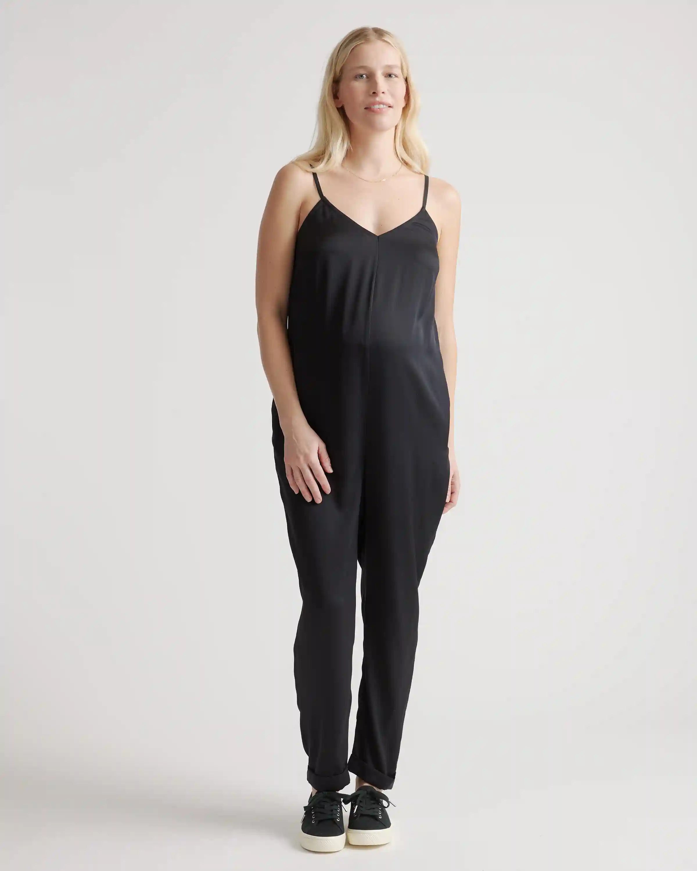 Washable Stretch Silk Maternity Jumpsuit