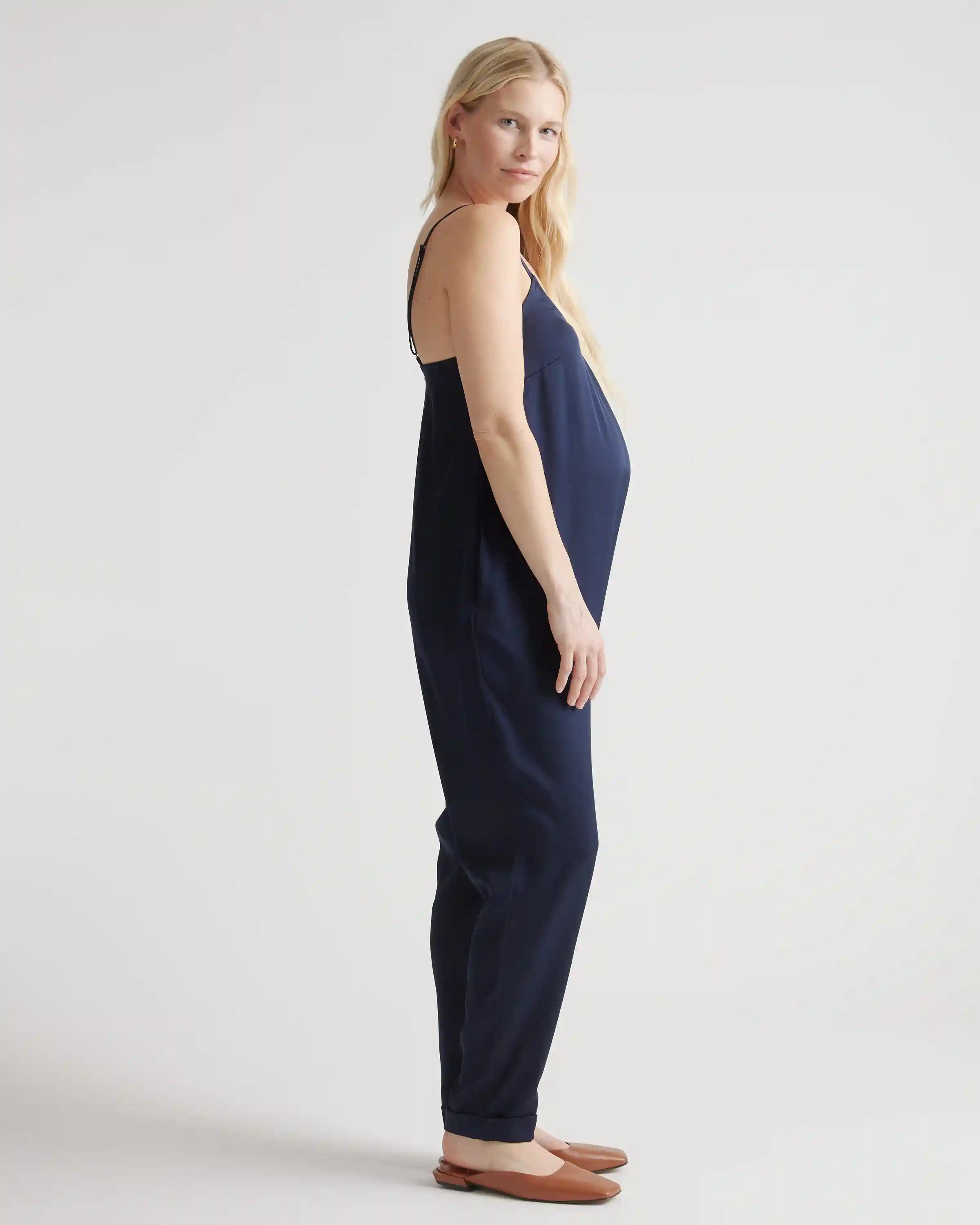 Washable Stretch Silk Maternity Jumpsuit