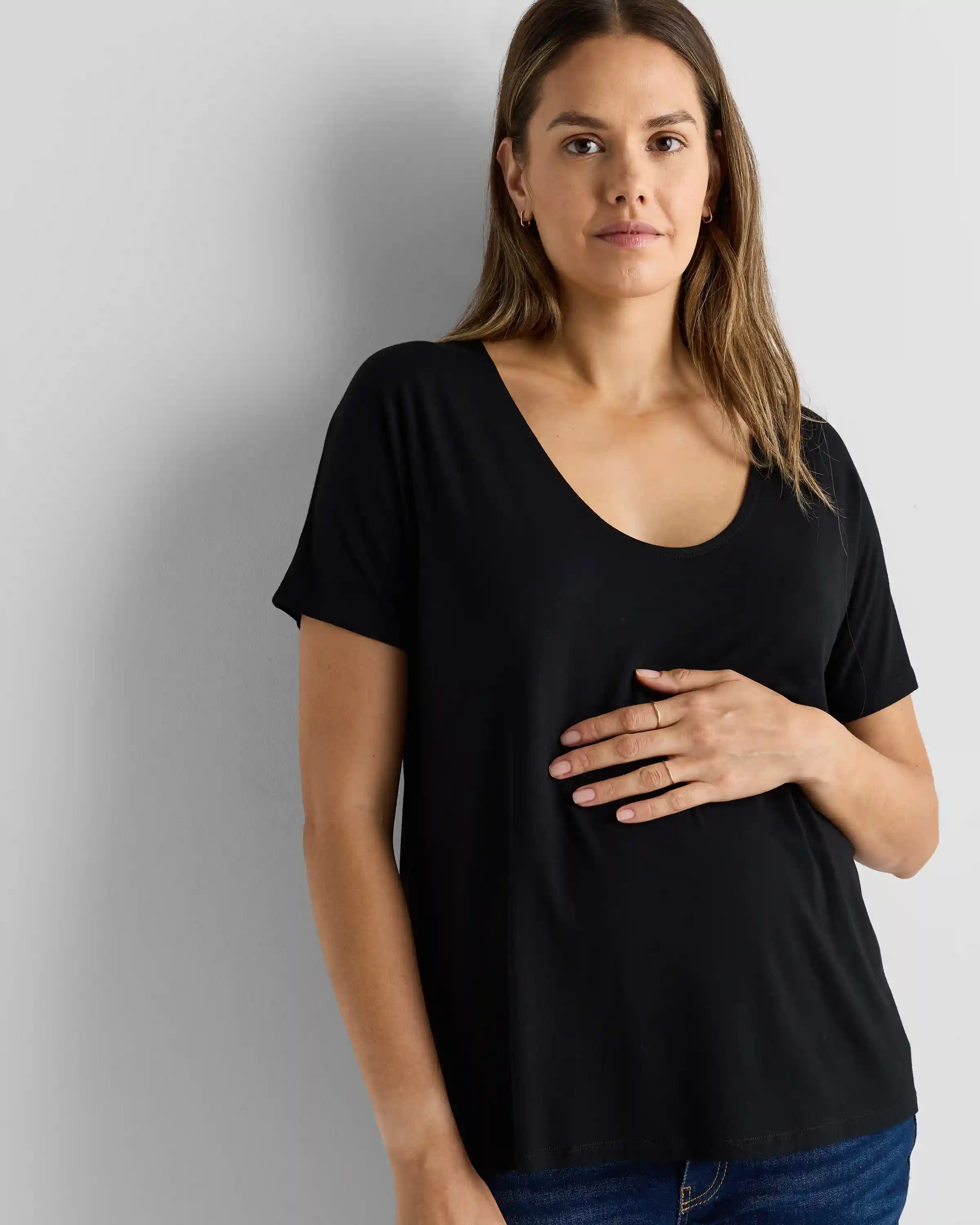 Bamboo Jersey Maternity Dolman Sleeve Tee (2-pack)
