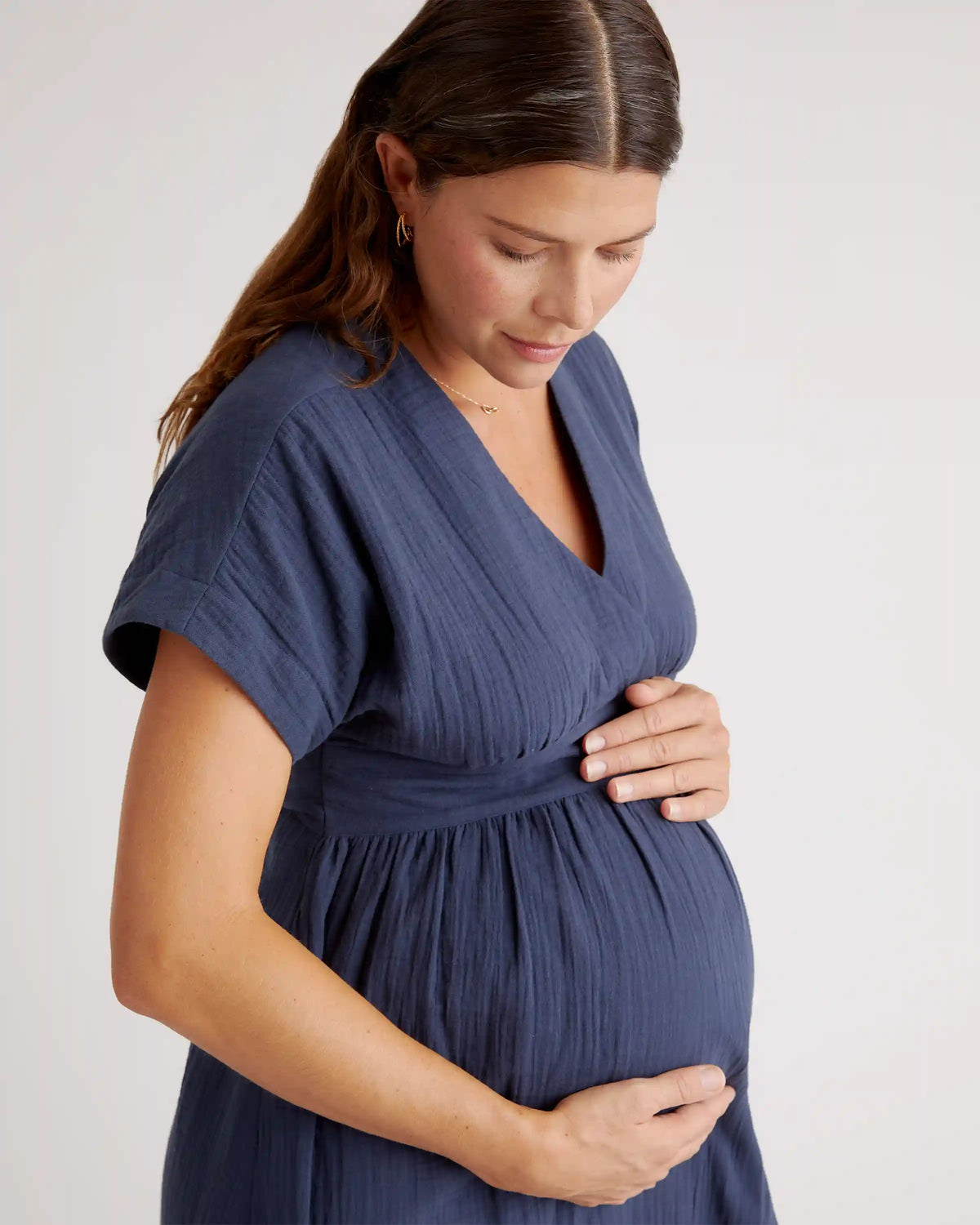 Organic Cotton Gauze Maternity Midi Dress