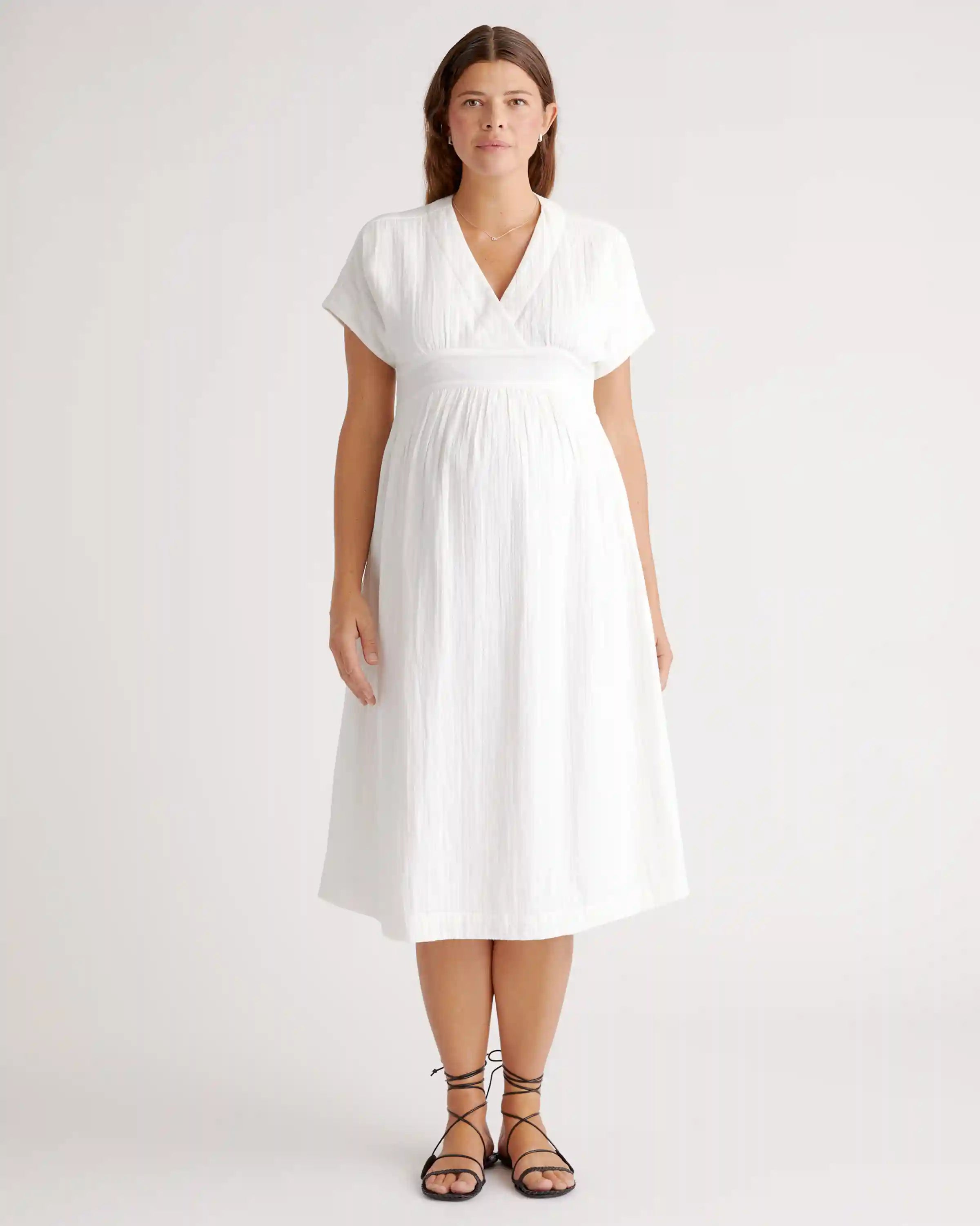 Organic Cotton Gauze Maternity Midi Dress