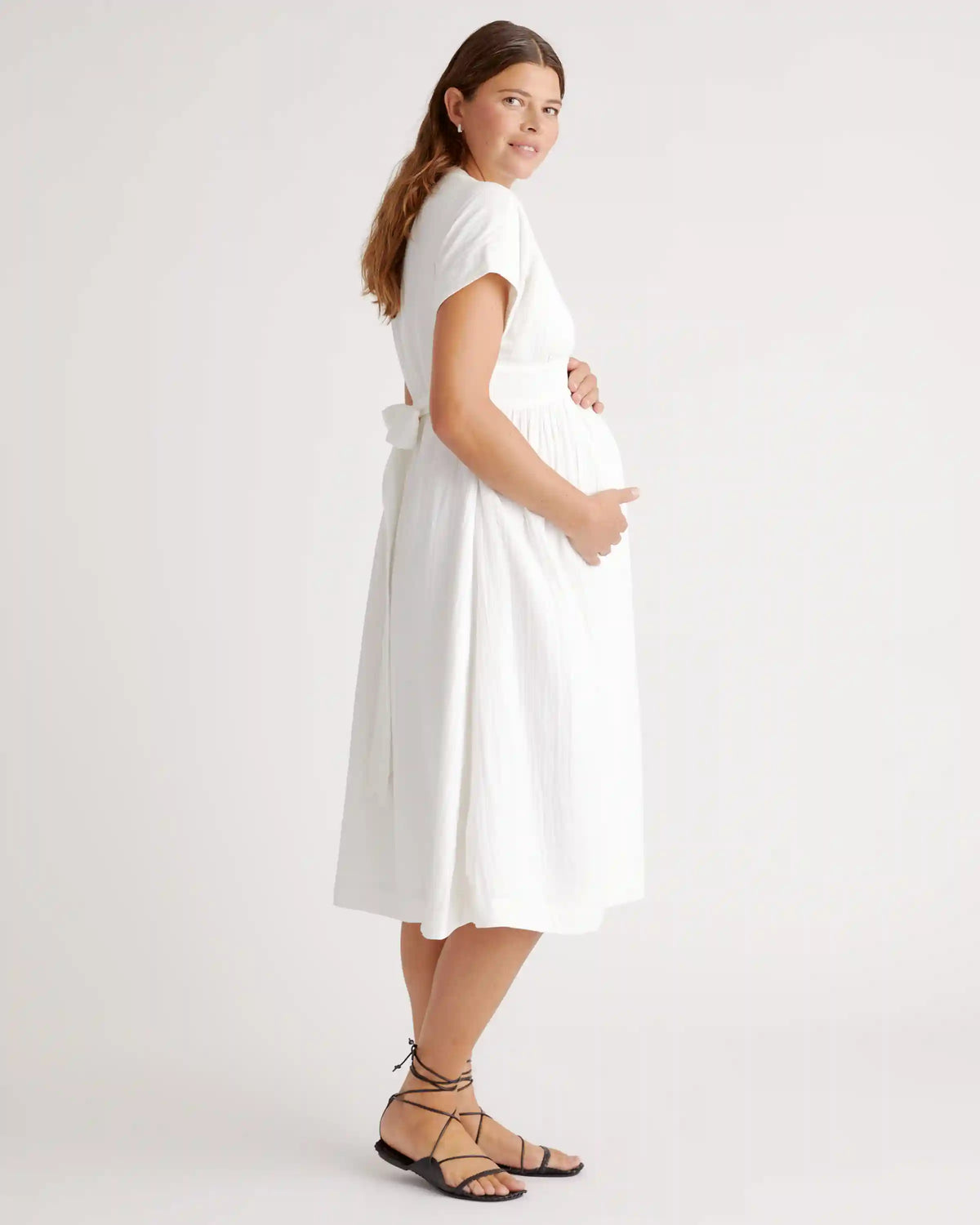 Organic Cotton Gauze Maternity Midi Dress