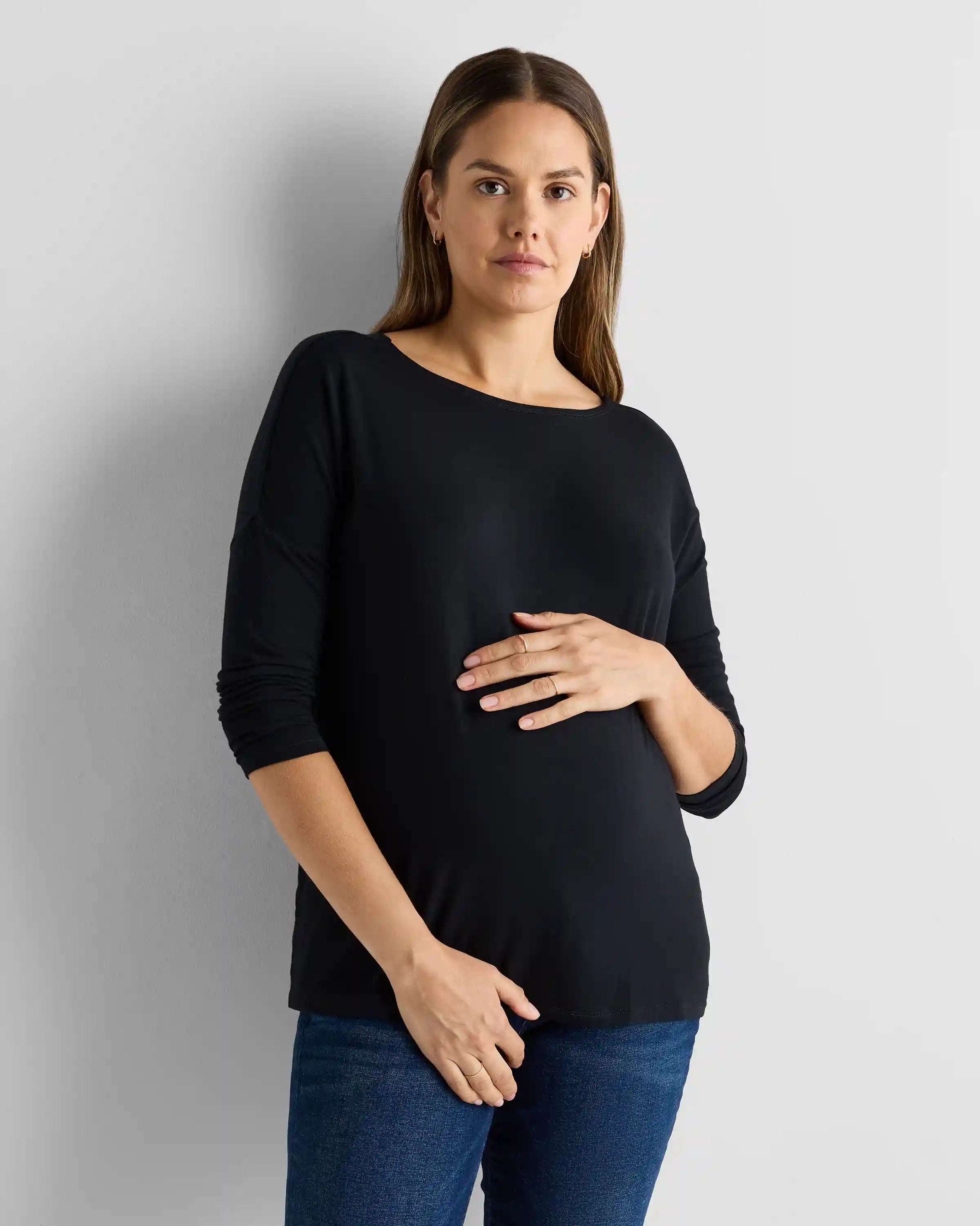 Bamboo Jersey Maternity Long Sleeve Tee (2-pack)