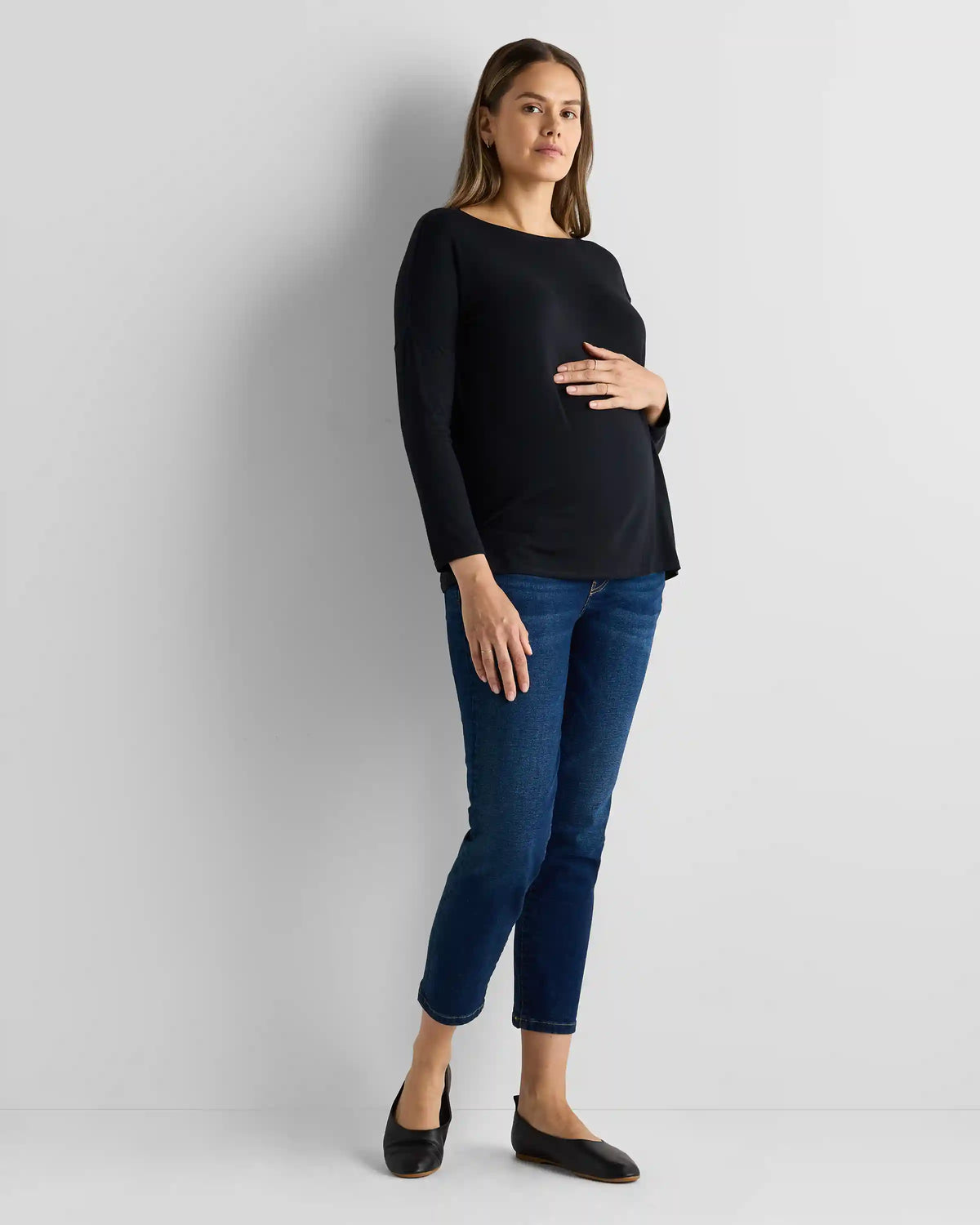 Bamboo Jersey Maternity Long Sleeve Tee (2-pack)