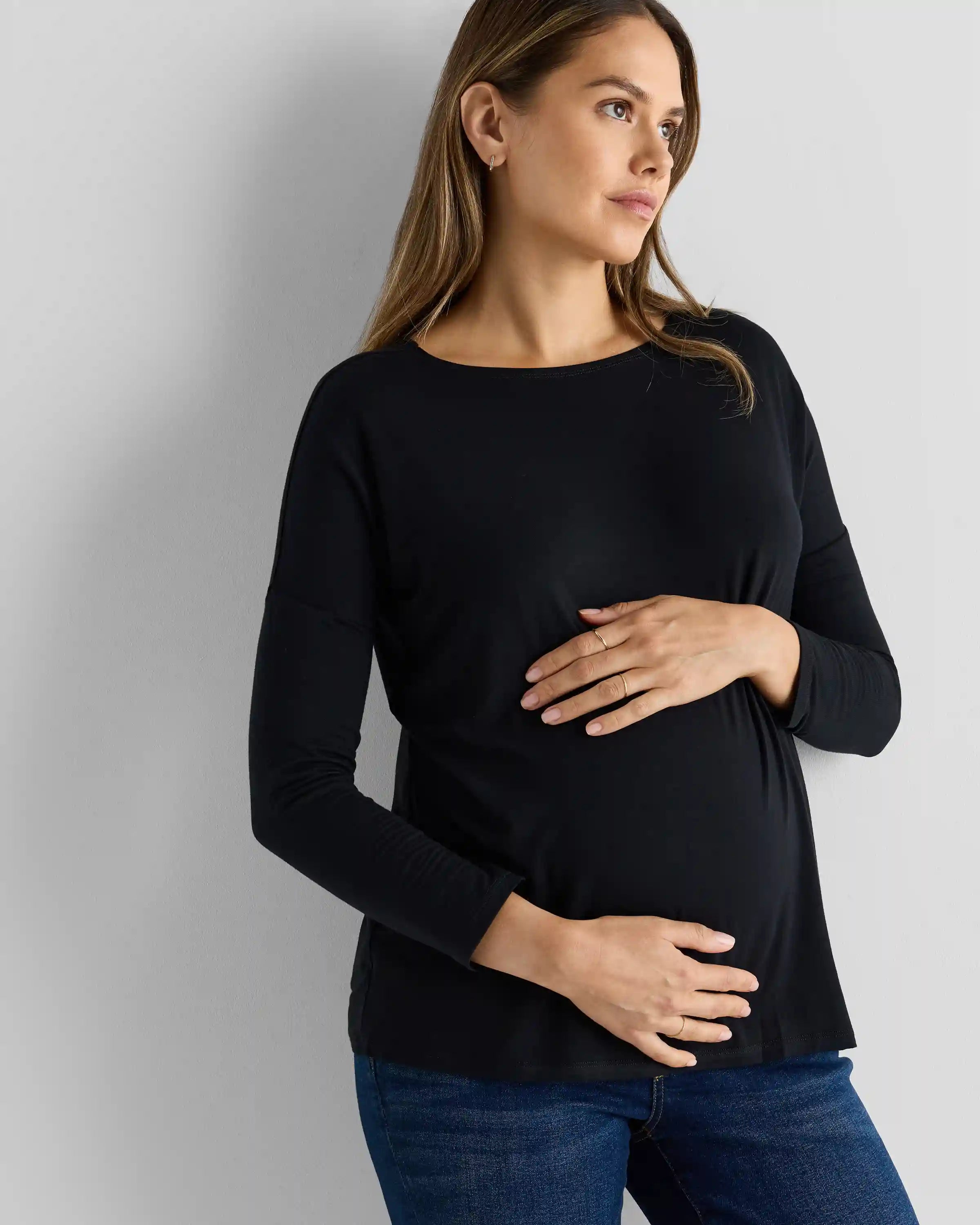 Bamboo Jersey Maternity Long Sleeve Tee (2-pack)