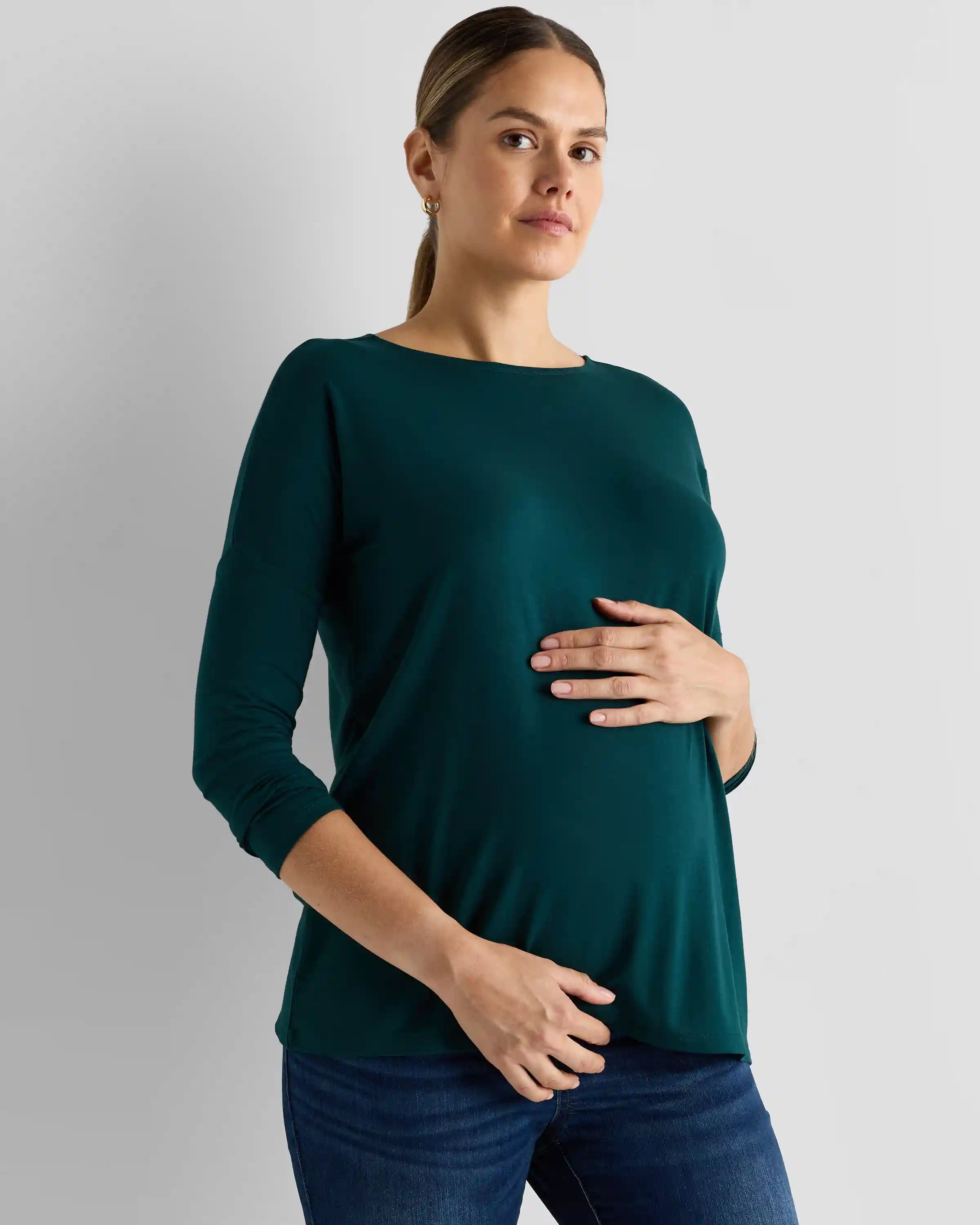 Bamboo Jersey Maternity Long Sleeve Tee (2-pack)