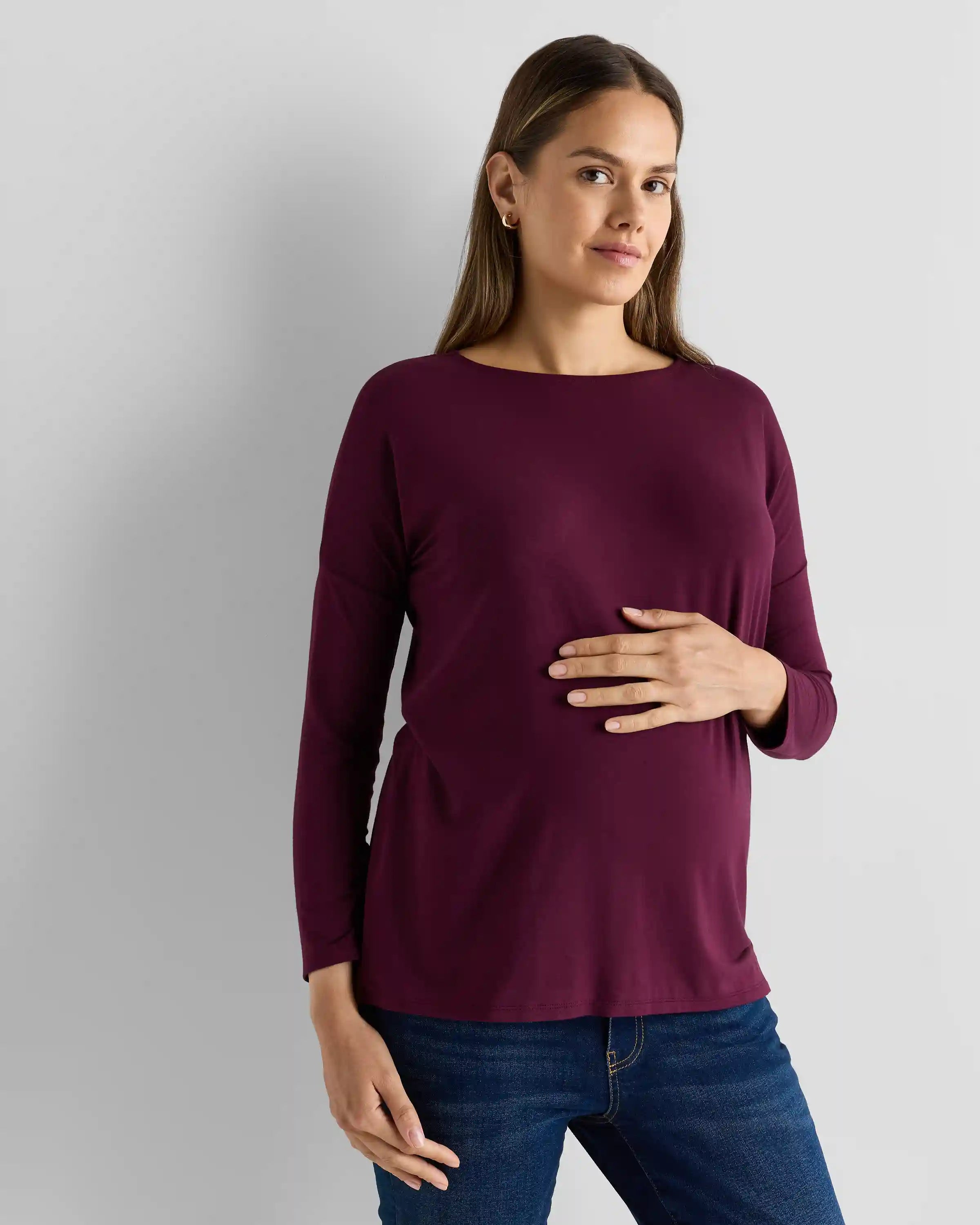 Bamboo Jersey Maternity Long Sleeve Tee (2-pack)