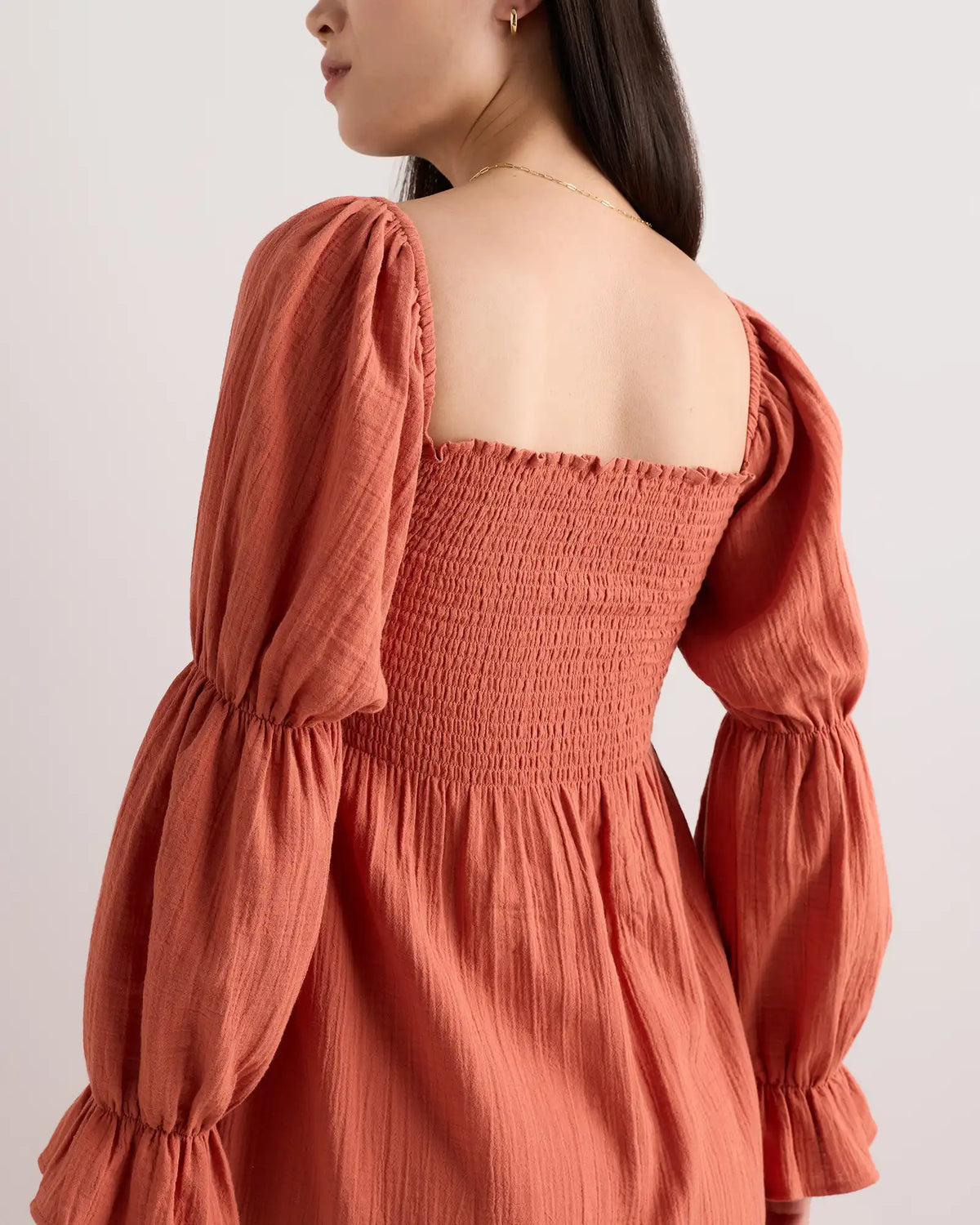 100% Organic Cotton Gauze Maternity Smocked Midi Dress