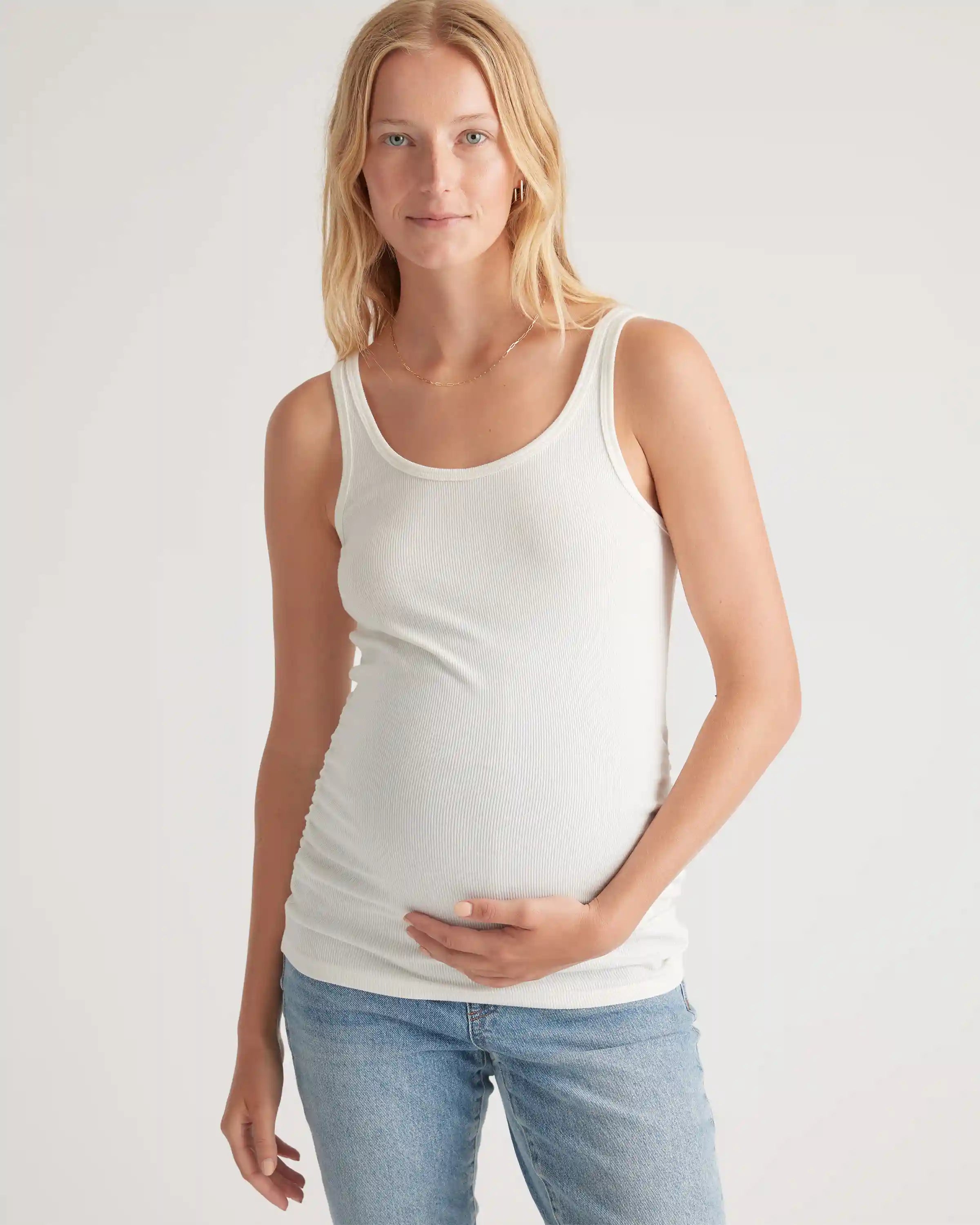 Bamboo Rib Maternity Scoop Neck Tank