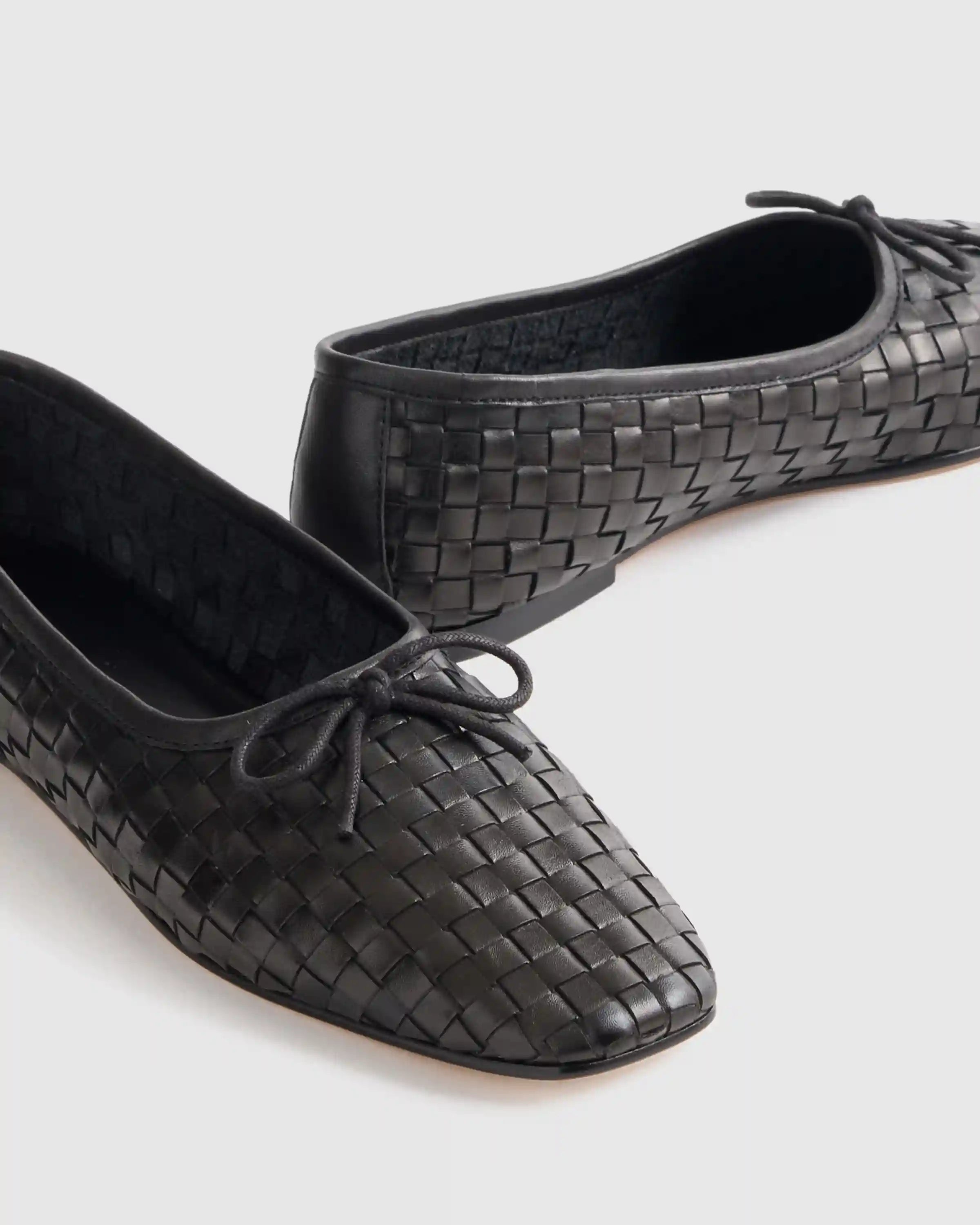 Italian Leather Handwoven Square Toe Ballet Flat
