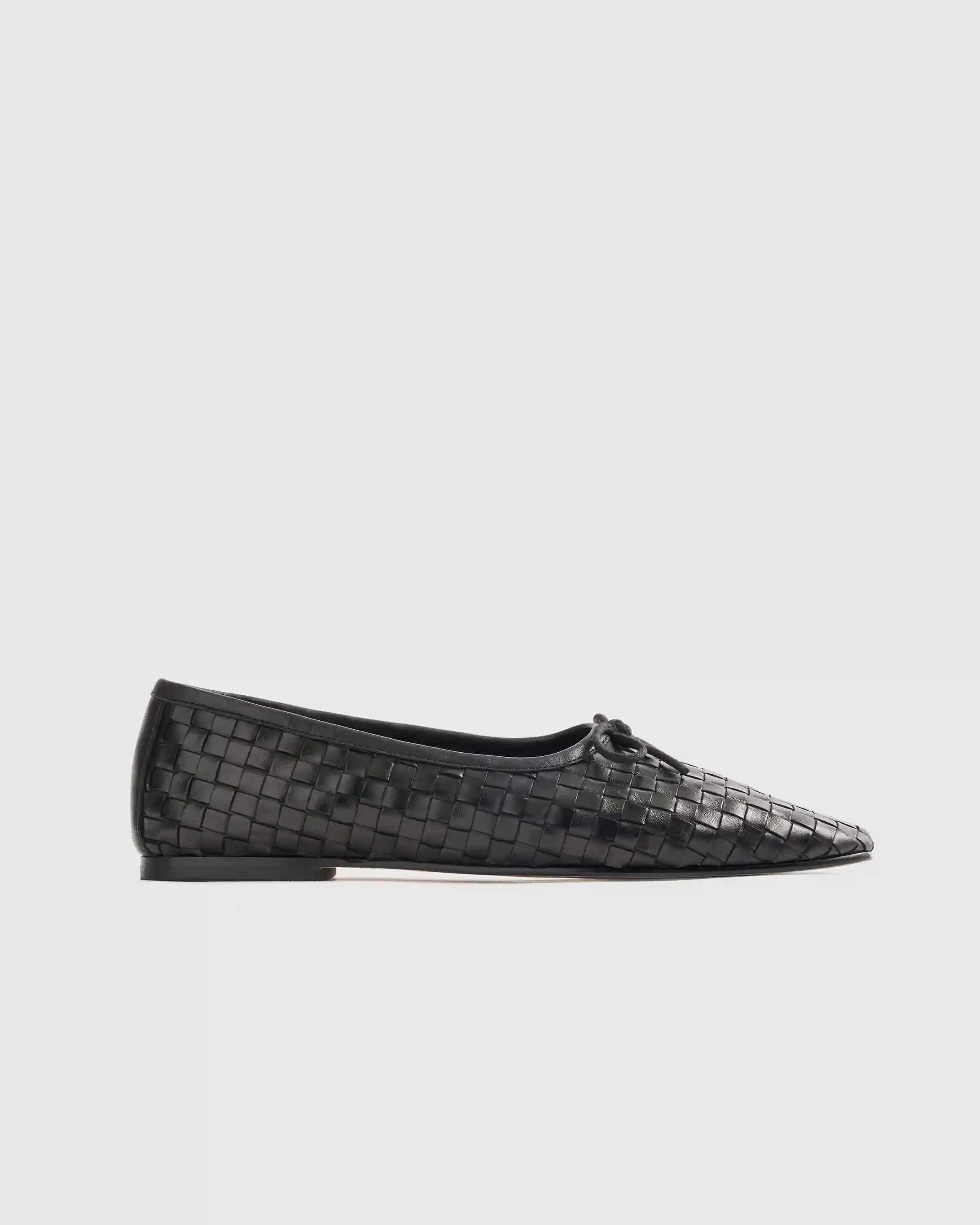 Italian Leather Handwoven Square Toe Ballet Flat