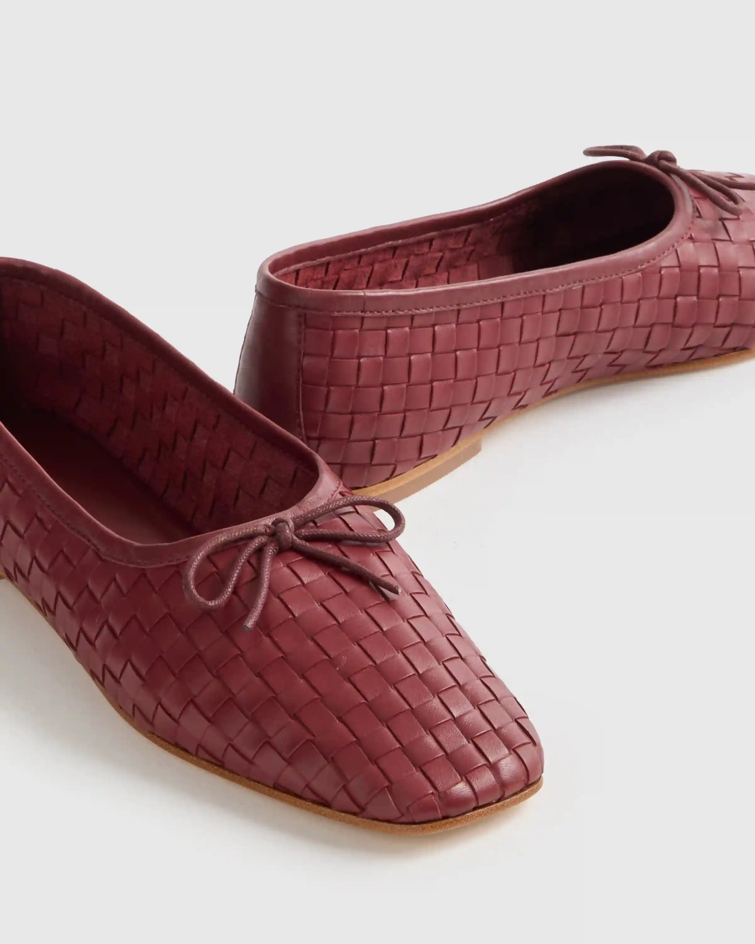 Italian Leather Handwoven Square Toe Ballet Flat