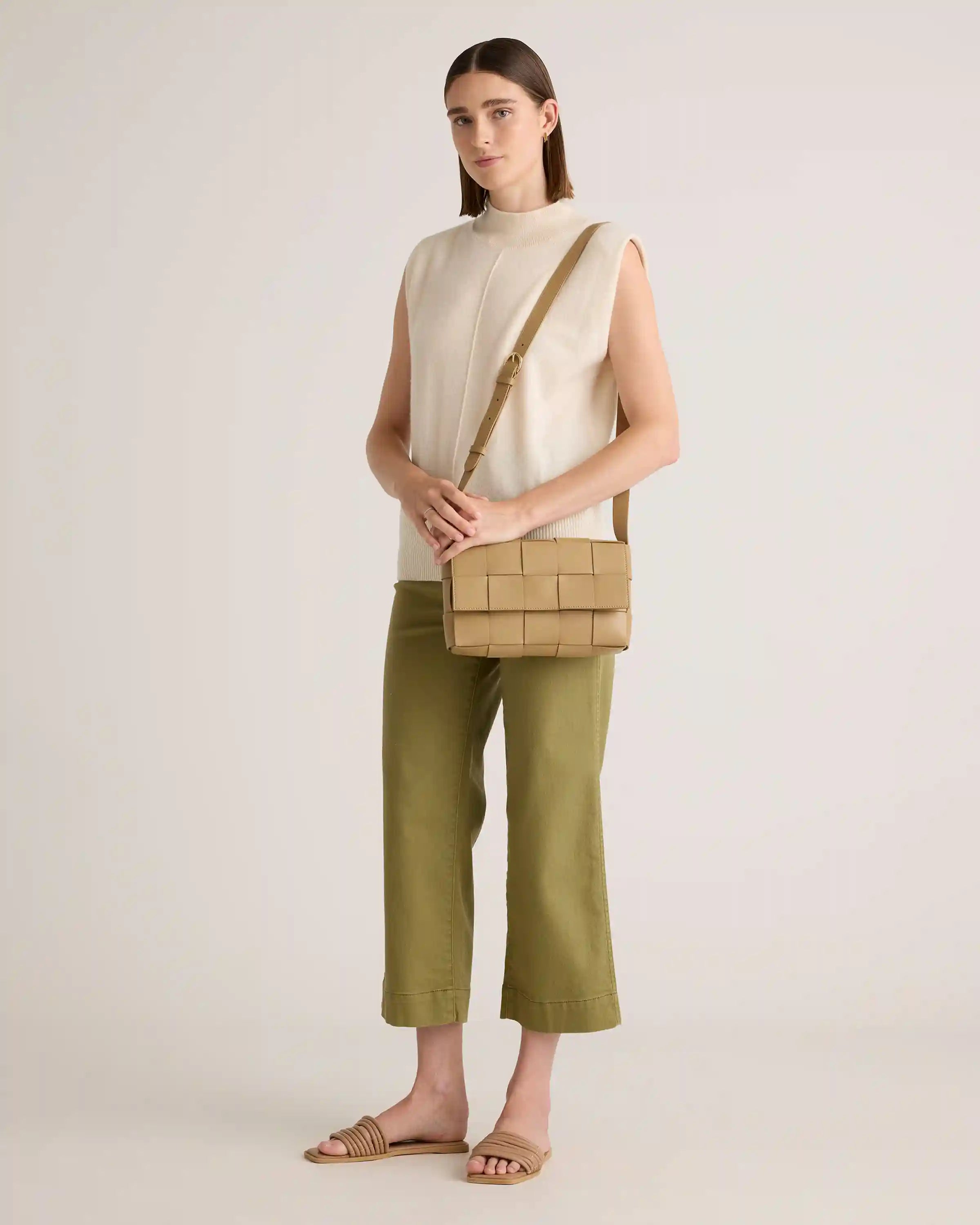 Italian Leather Handwoven Flap Crossbody