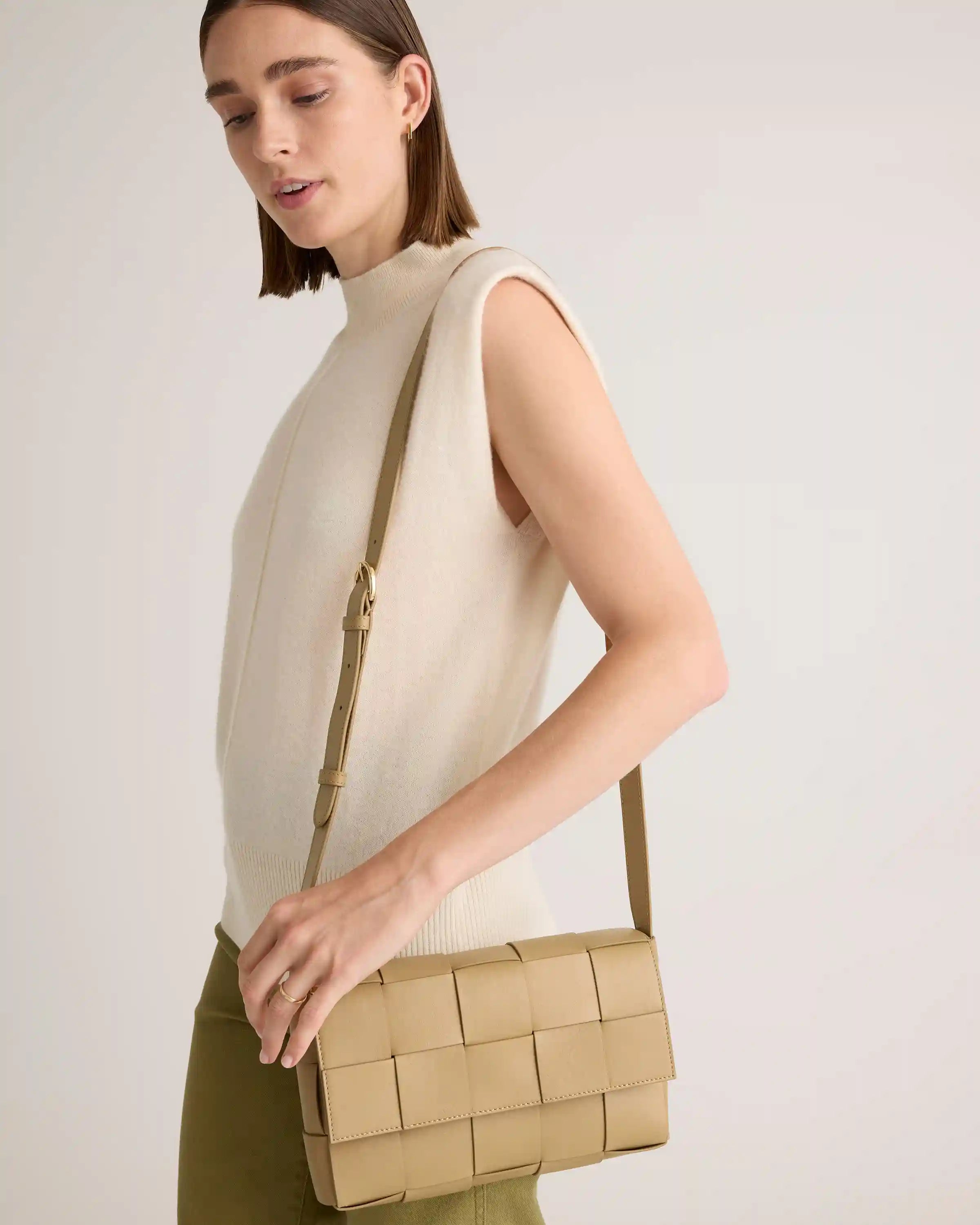 Italian Leather Handwoven Flap Crossbody