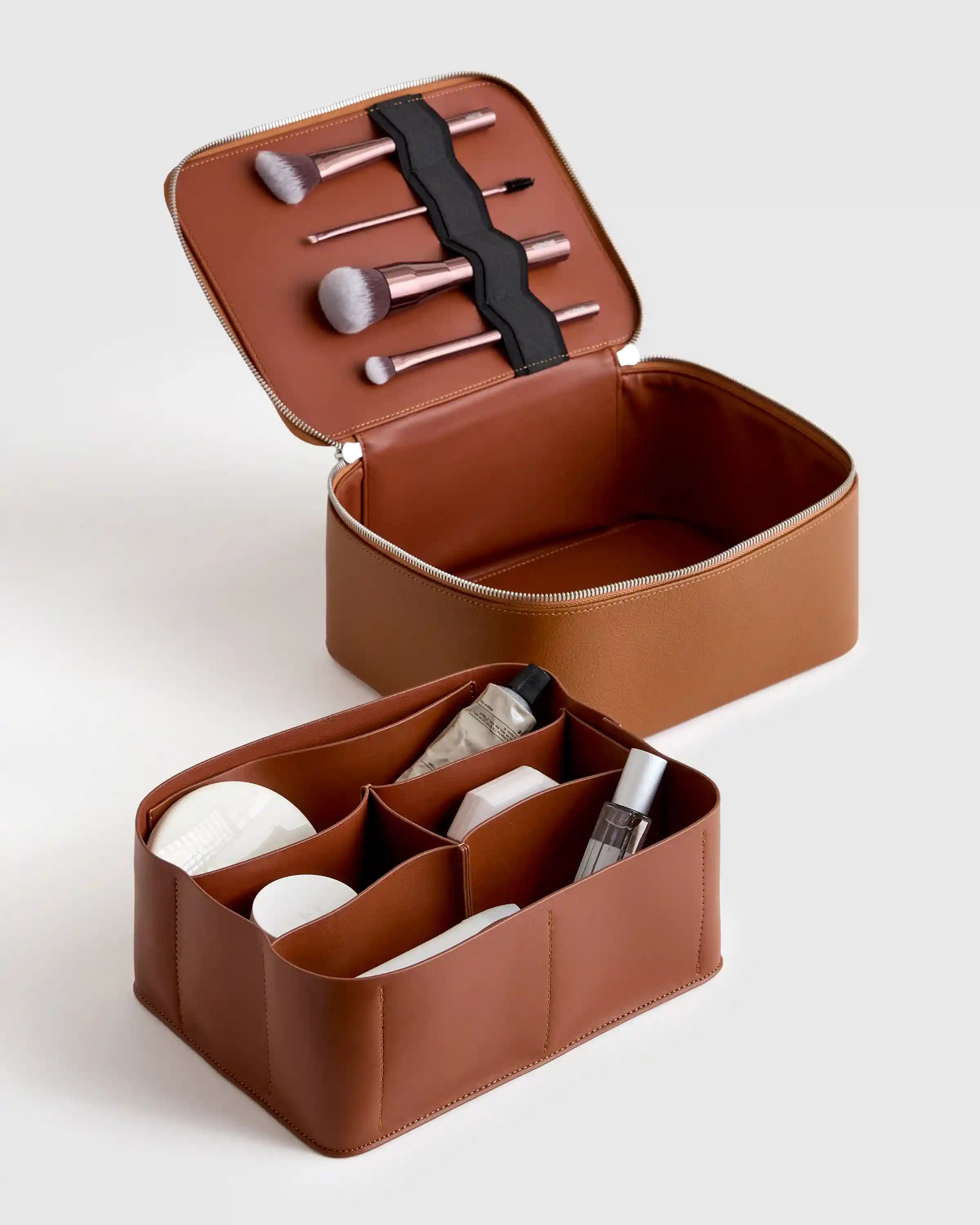 Italian Leather Travel Cosmetic Case