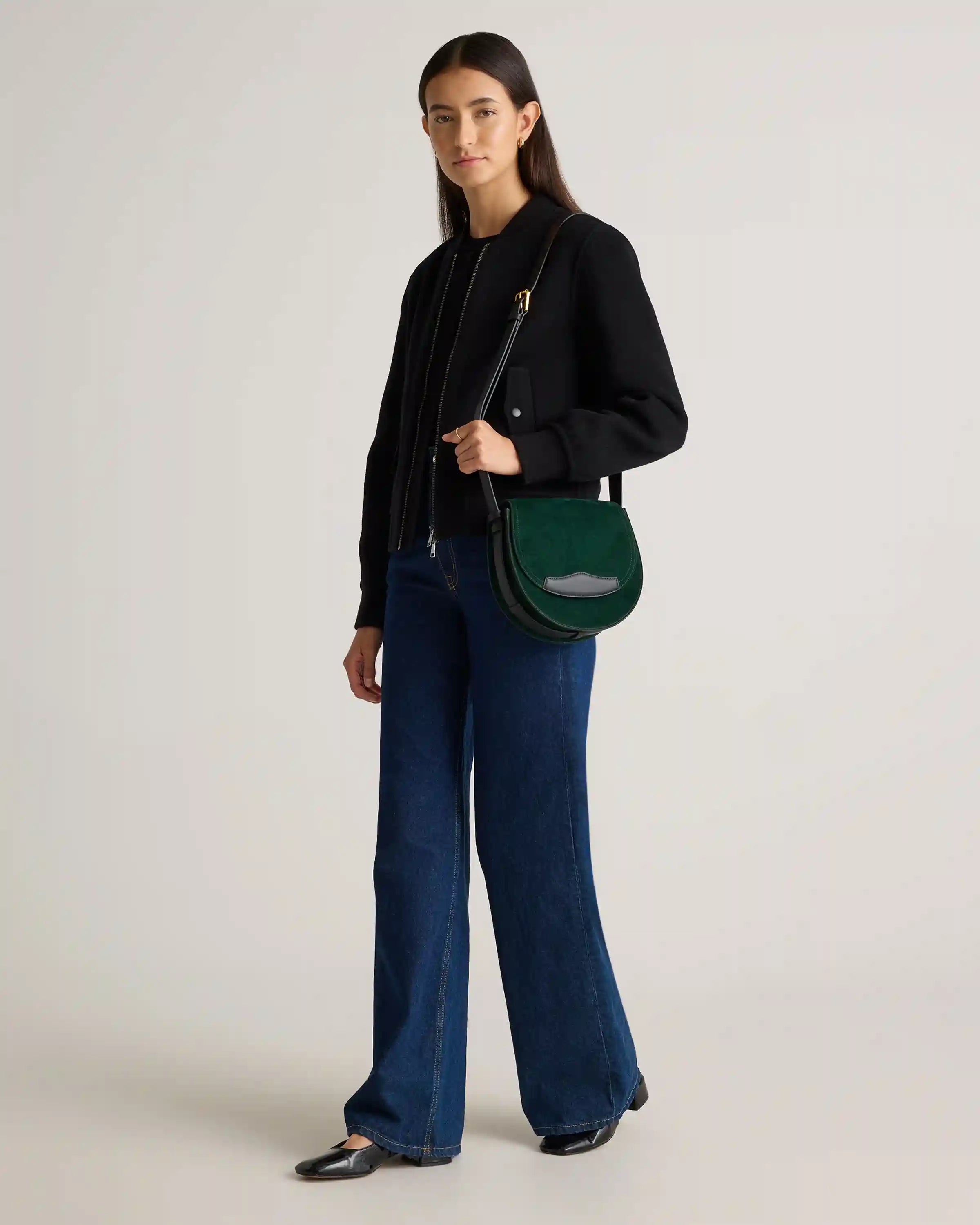 Italian Suede Saddle Bag