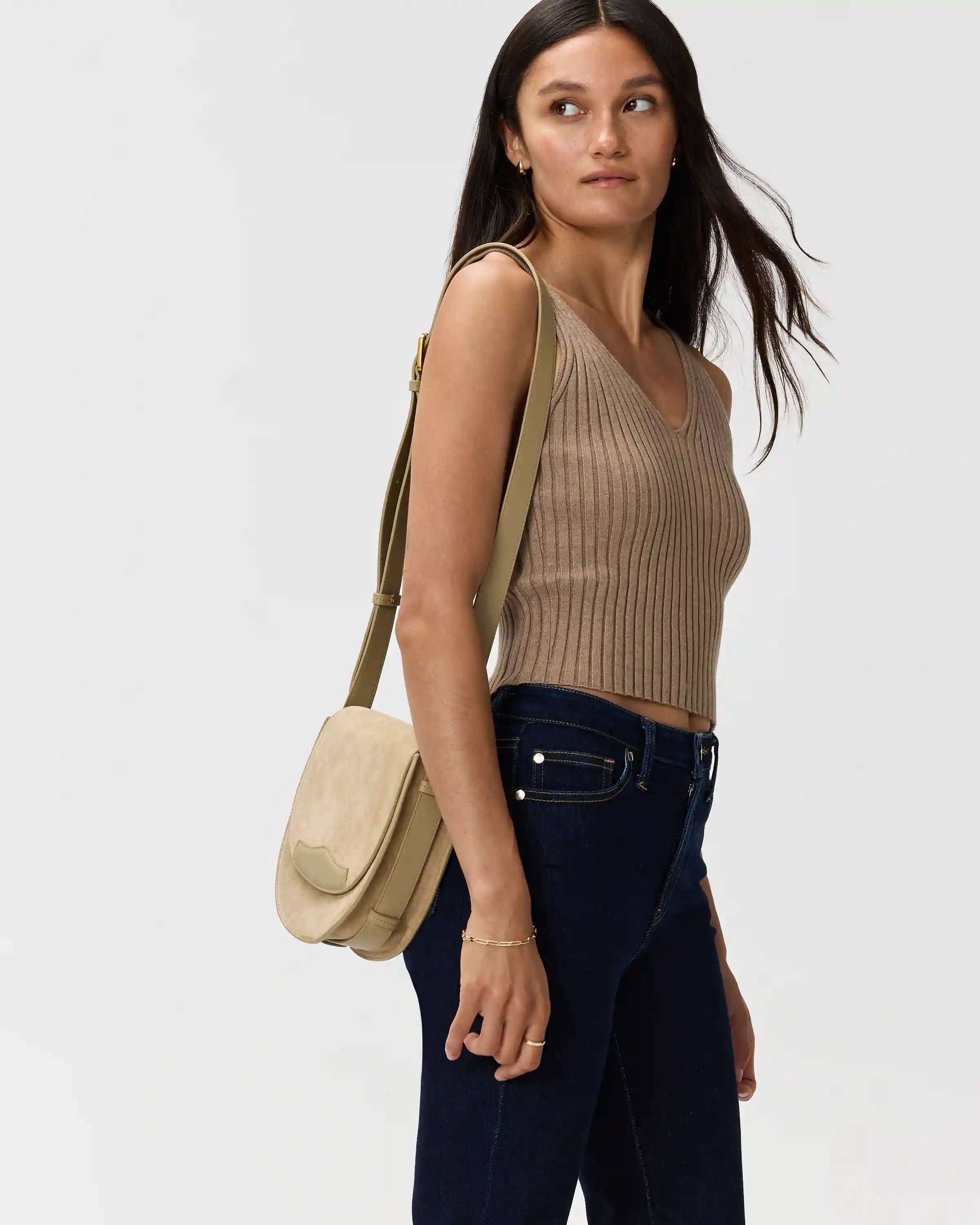 Italian Suede Saddle Bag