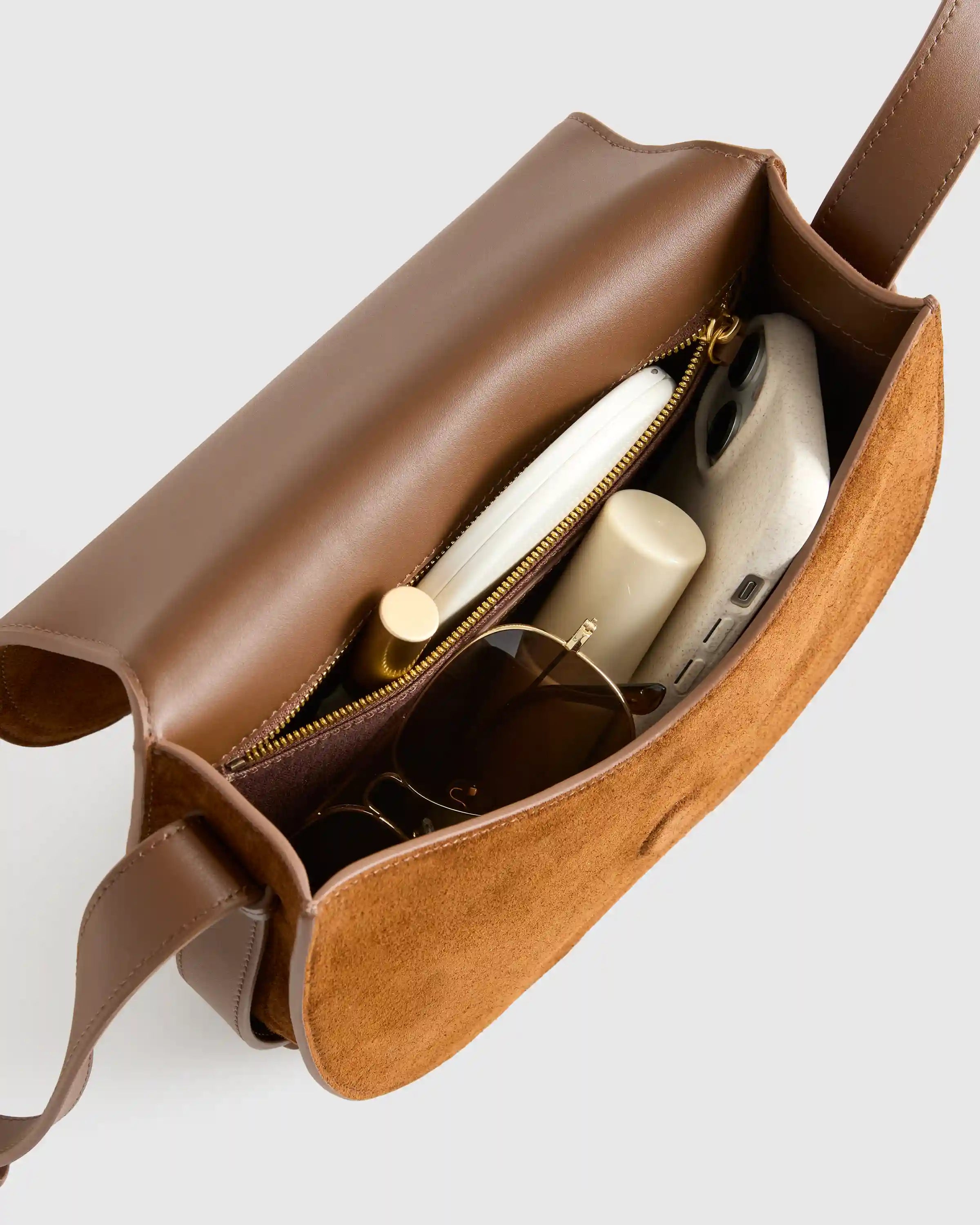 Italian Suede Saddle Bag