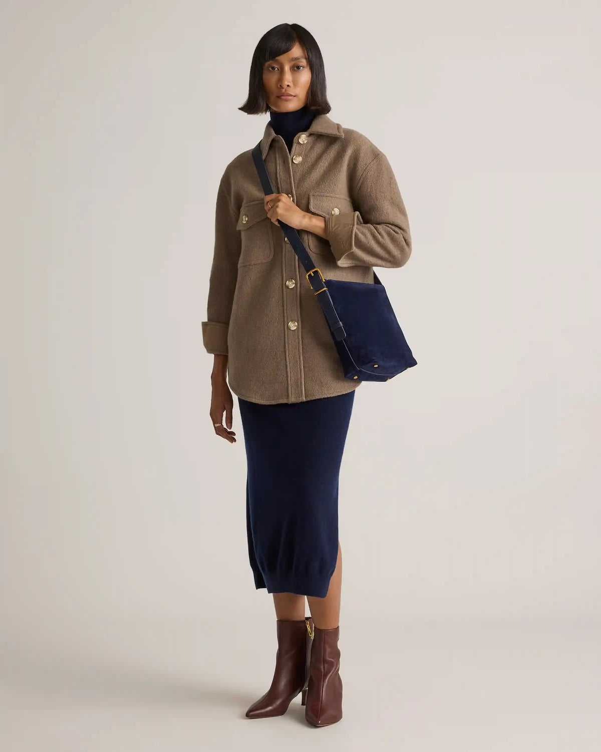 Italian Suede Bucket Crossbody
