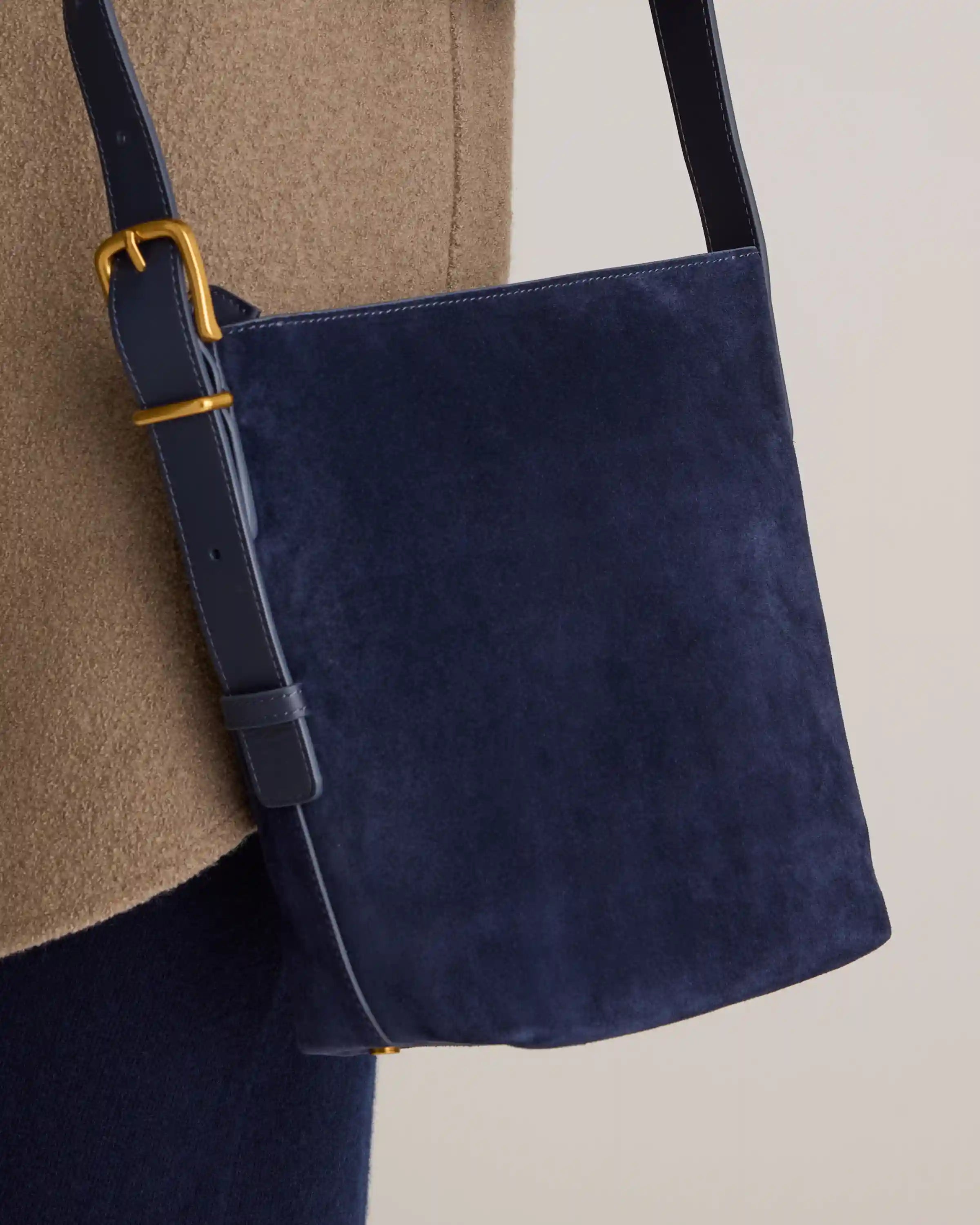 Italian Suede Bucket Crossbody