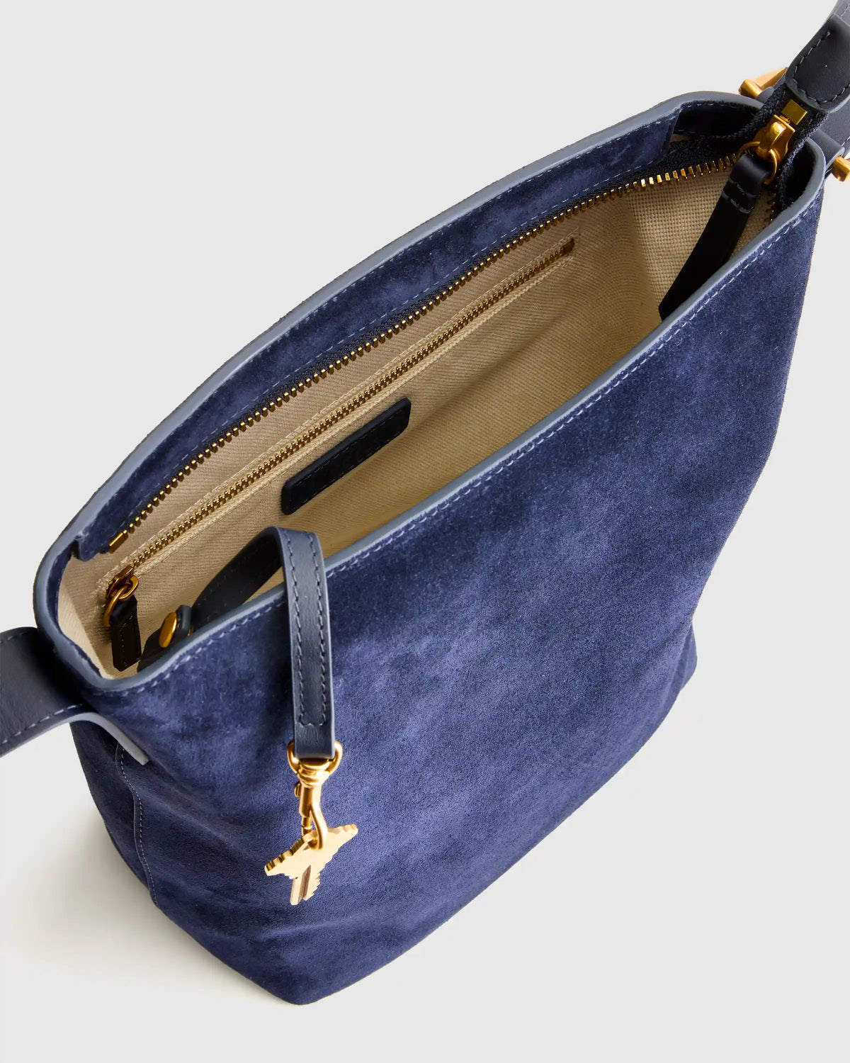 Italian Suede Bucket Crossbody