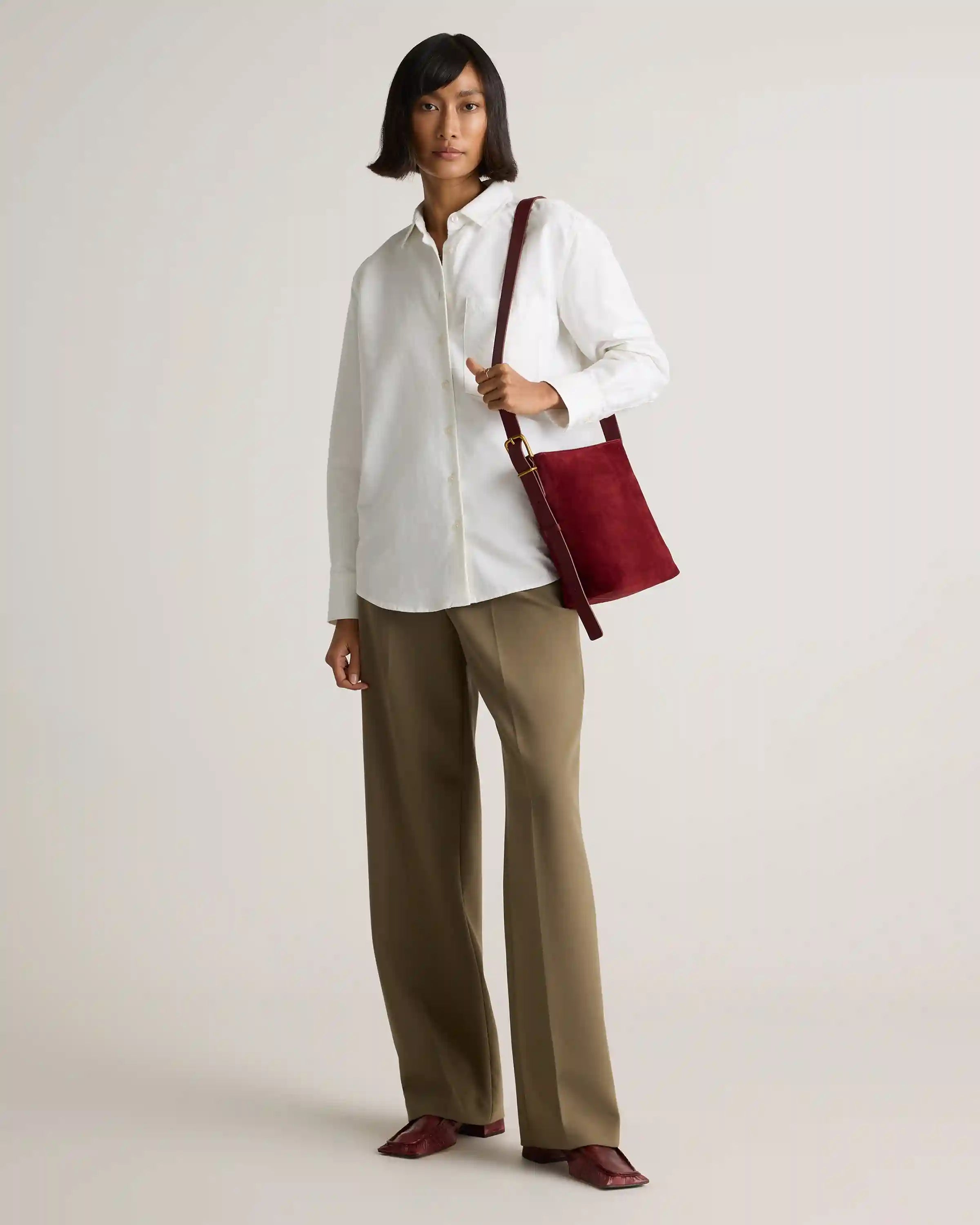 Italian Suede Bucket Crossbody