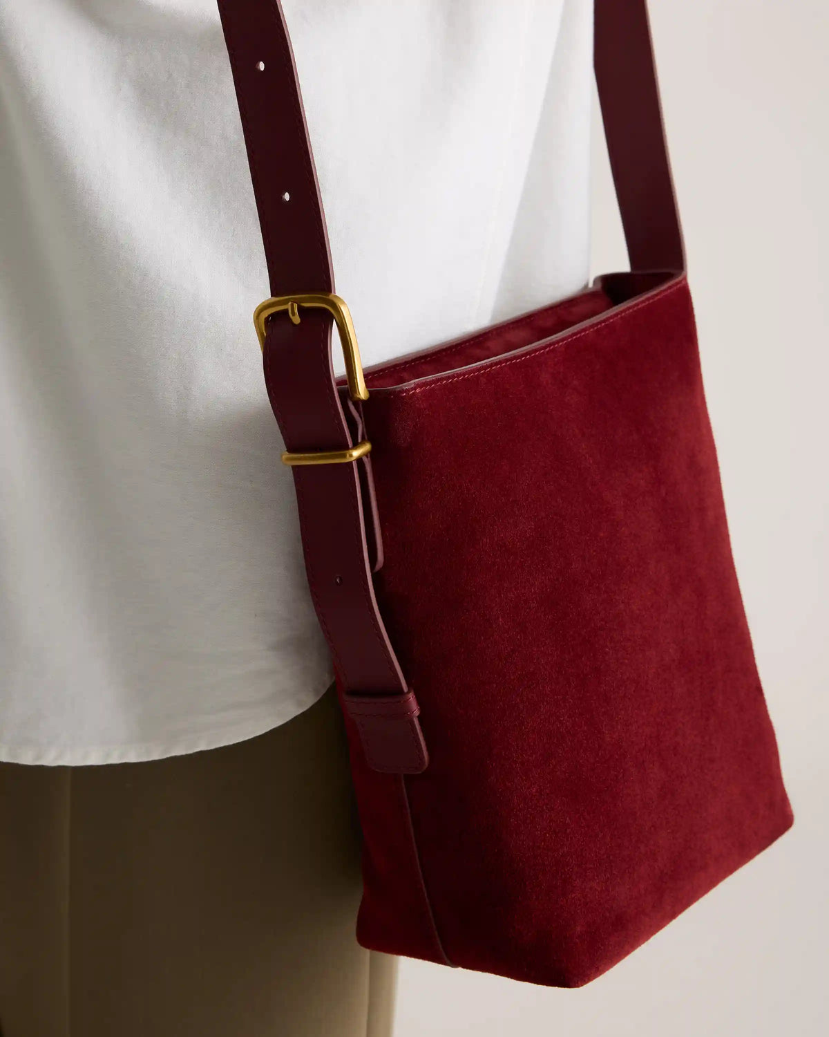 Italian Suede Bucket Crossbody