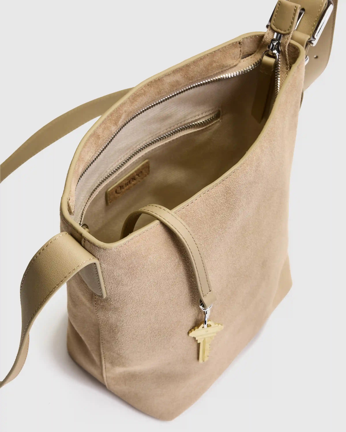 Italian Suede Bucket Crossbody