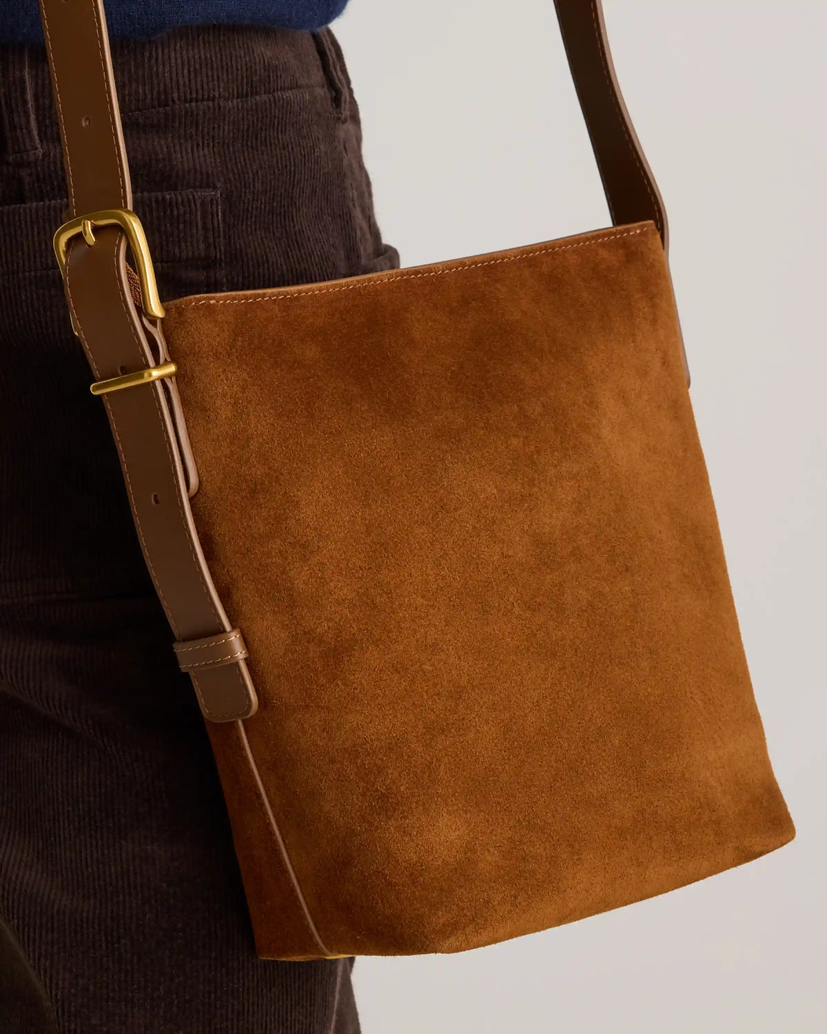 Italian Suede Bucket Crossbody