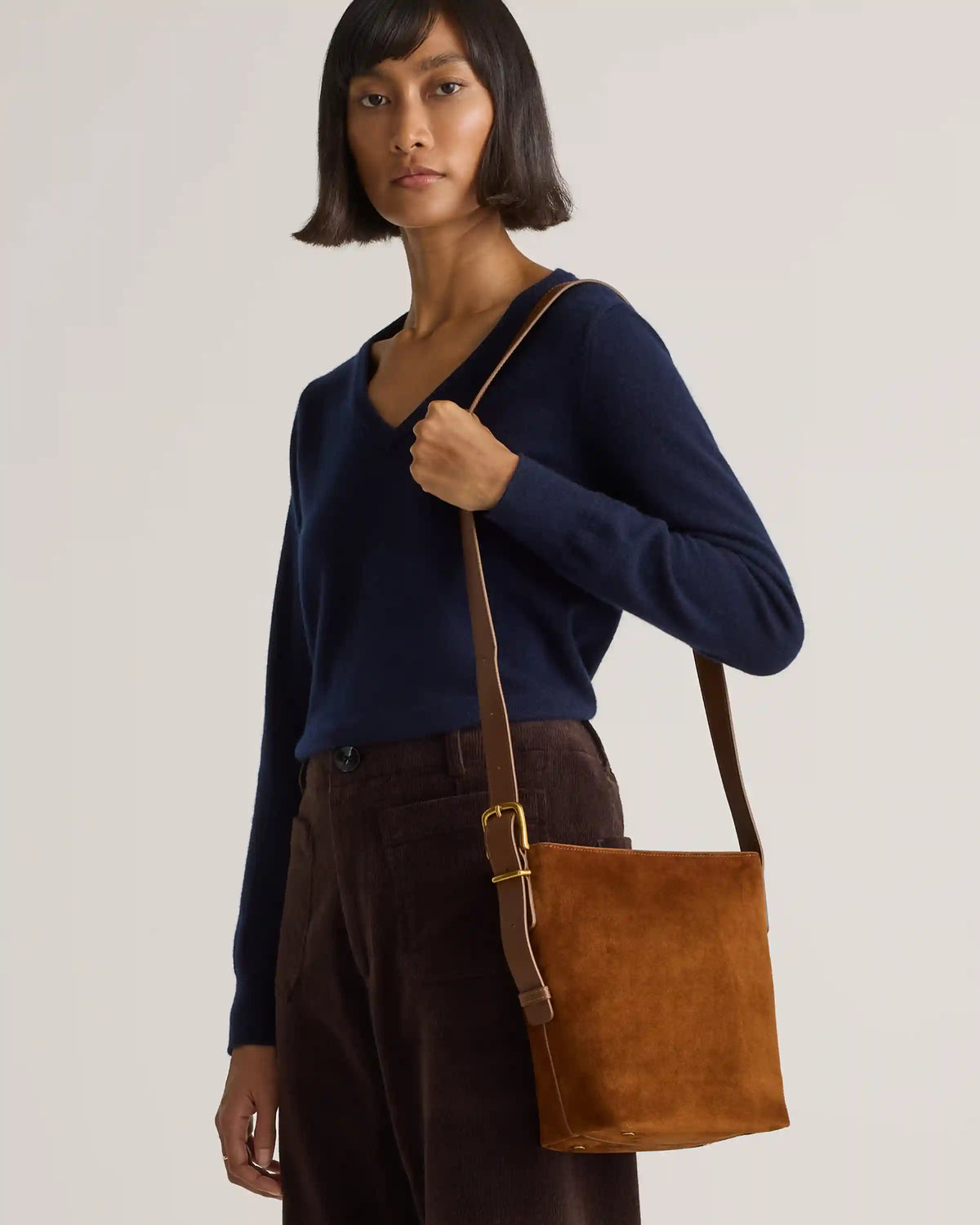Italian Suede Bucket Crossbody
