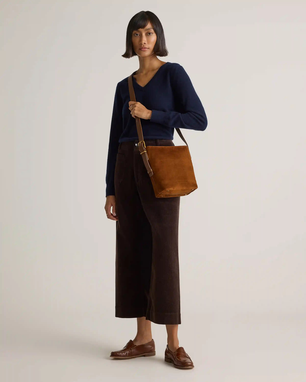 Italian Suede Bucket Crossbody